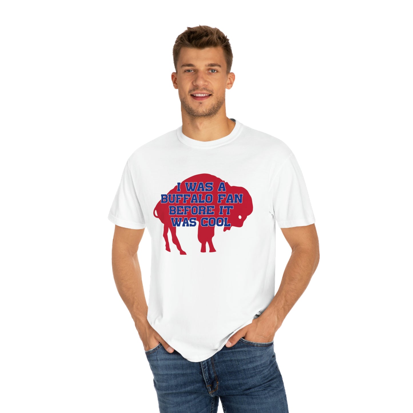 Two Sided Tshirt I Was a Buffalo Fan Before it was Cool Retro Red Logo Bills Mafia Redzone Font Buffalo Bills Football Tshirt