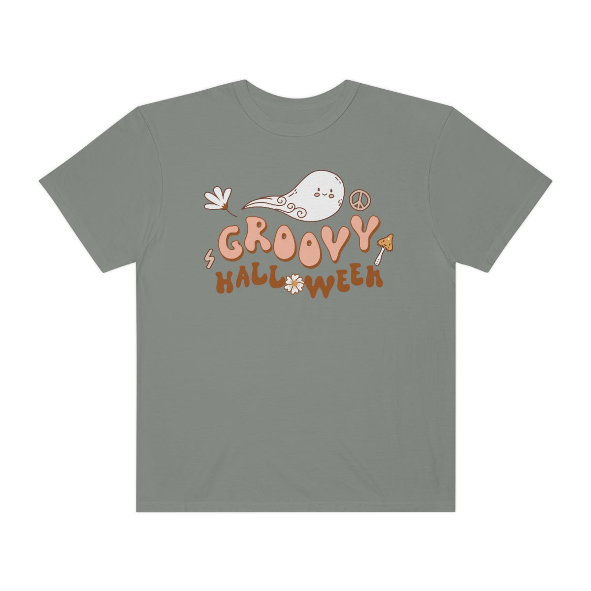 Happy Groovy Halloween Cute Retro Lettering Design, Halloween Tshirt, Funny Tshirt Design on Unisex Garment-Dyed T-shirt