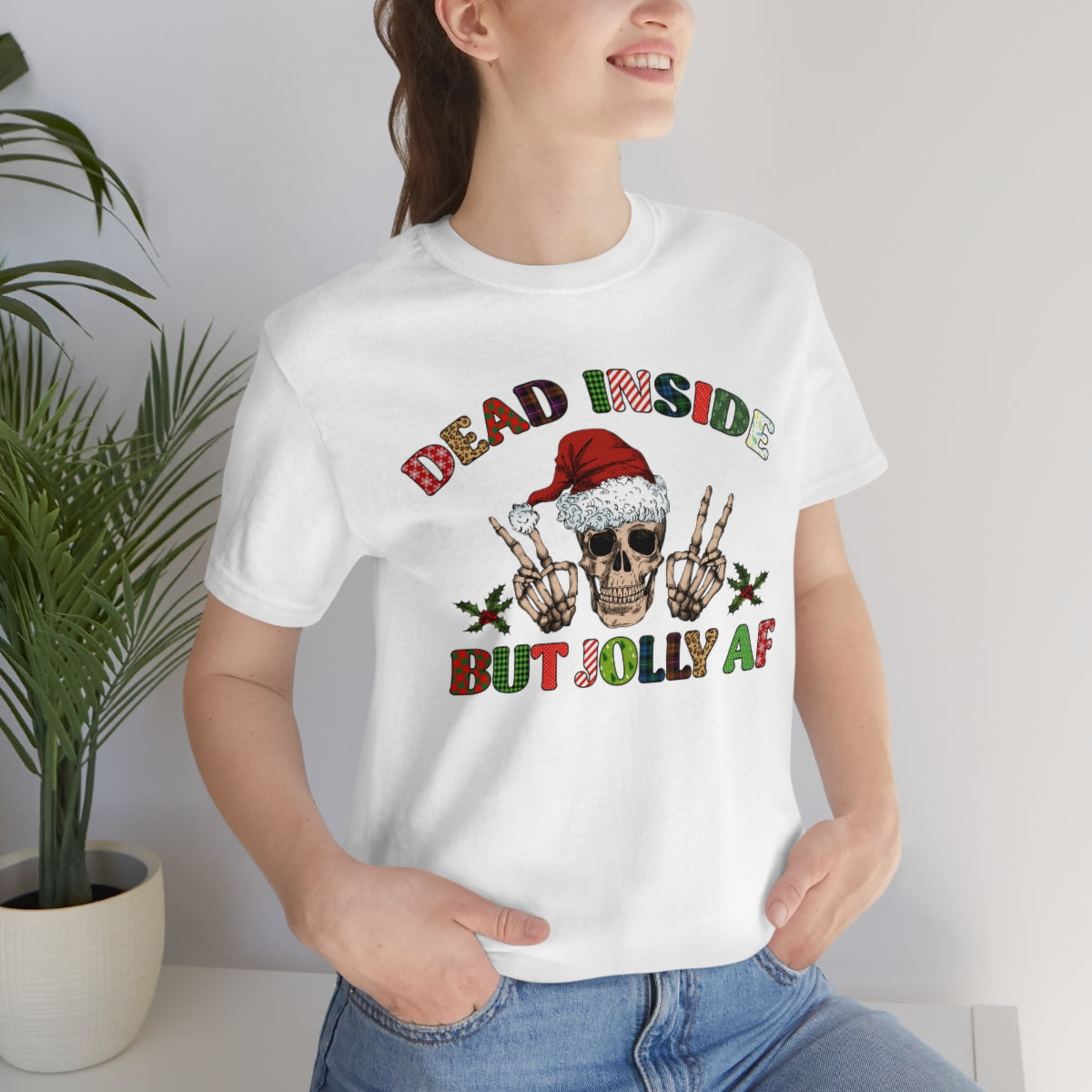 Dead but Jolly AF Skeleton Spooky Christmas Tshirt