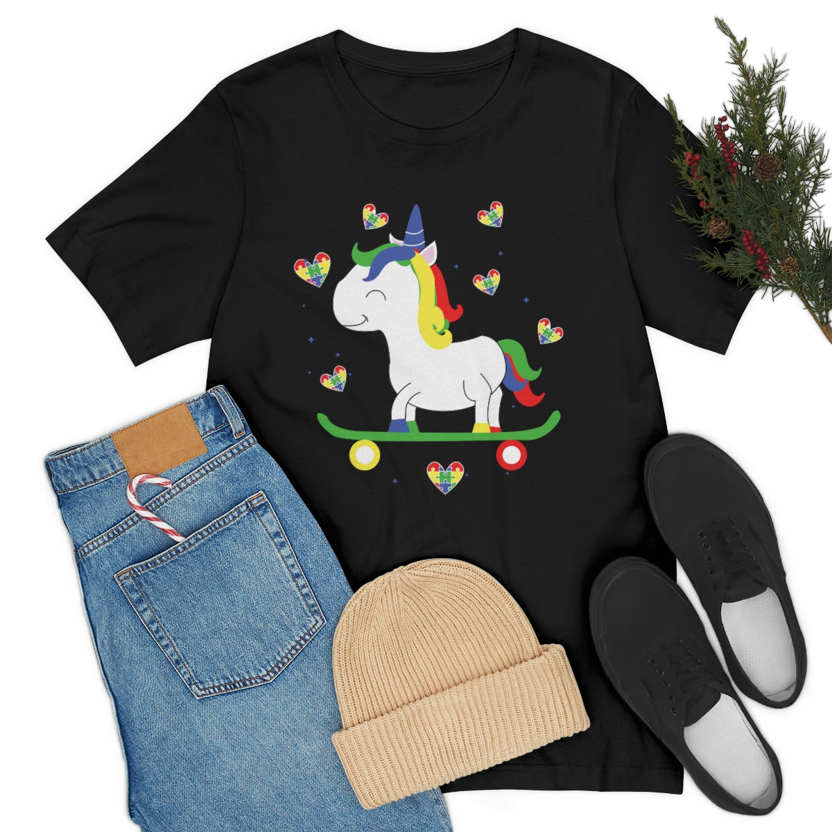 Cute Skateboarding Unicorn Autism Awareness Tshirt