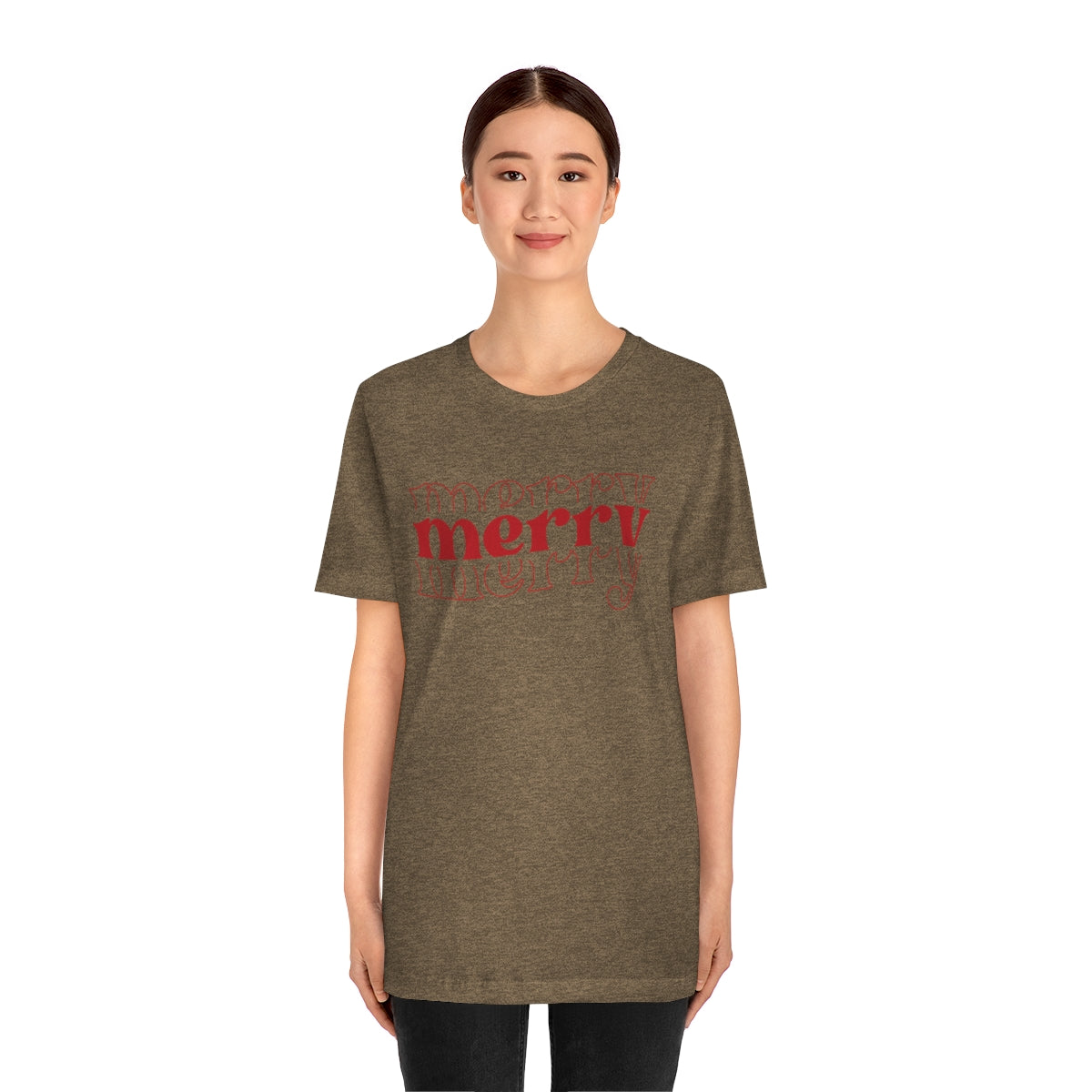 Merry Merry Merry Red Cute Christmas Holiday Tshirt