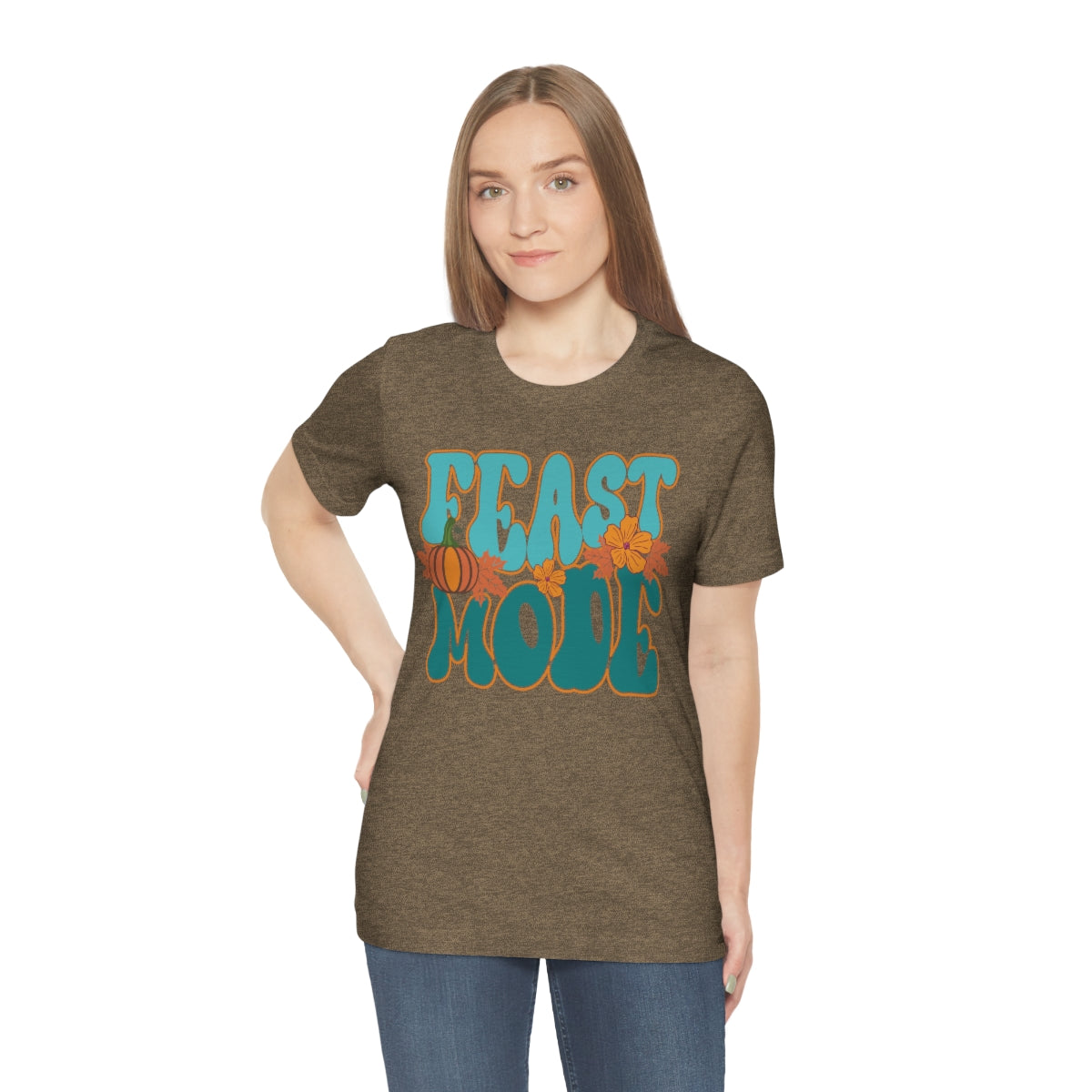 Feast Mode Cute Thanksgiving Tshirt Design | Thanksgiving TShirt | Thanksgiving T-Shirt | Thanksgiving Teeshirt Design on Unisex Jersey Short Sleeve Tee