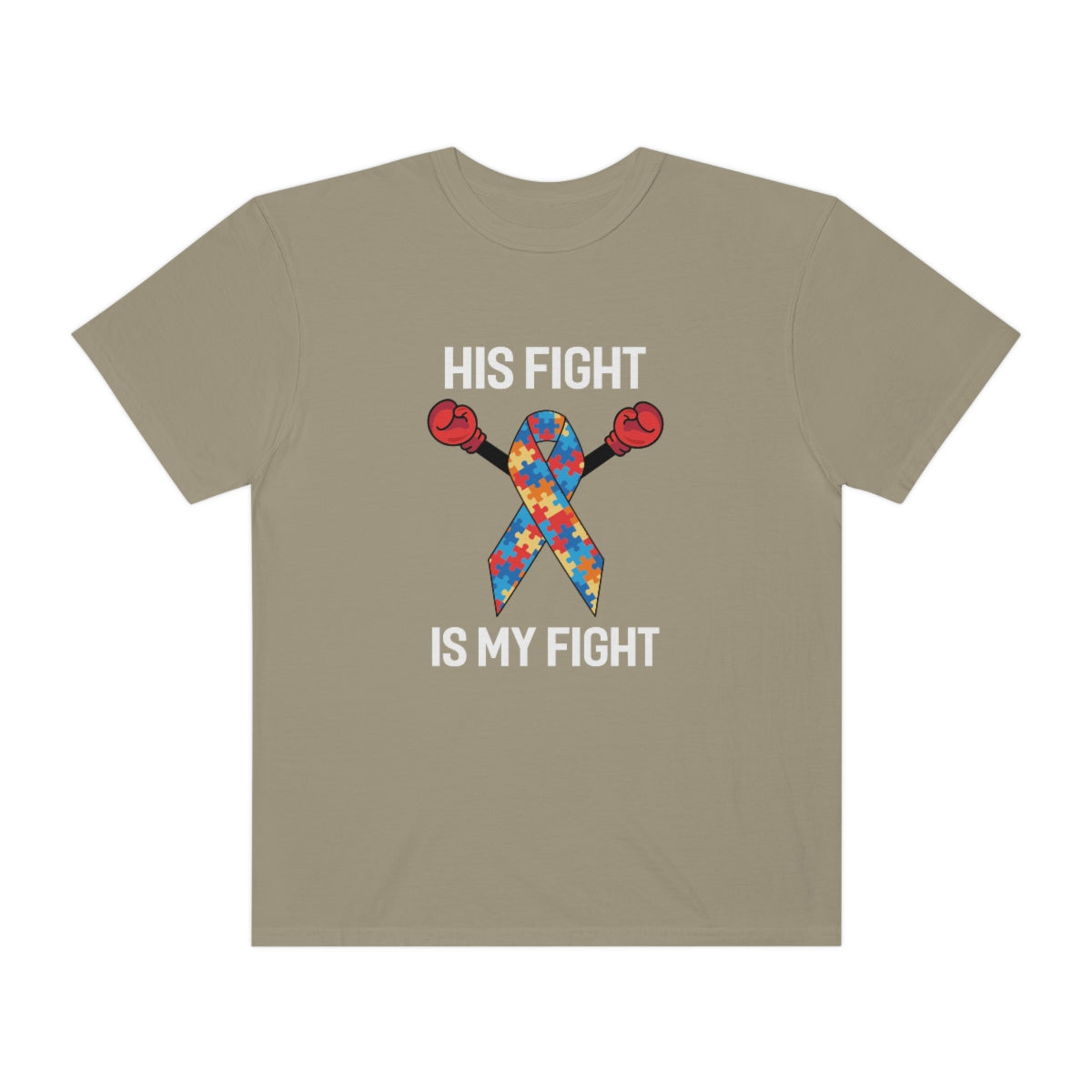 His Fight is My Fight Autism Awareness Ribbon w Boxing Gloves Tshirt