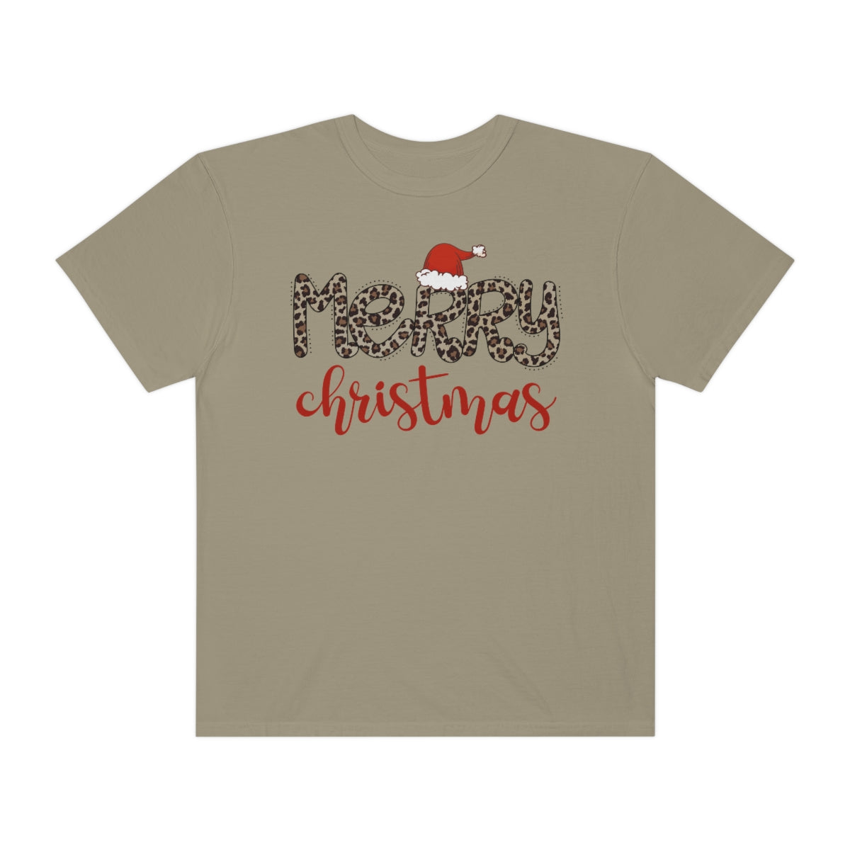 Merry Christmas Leopard Santa Hat Christmas Tshirt