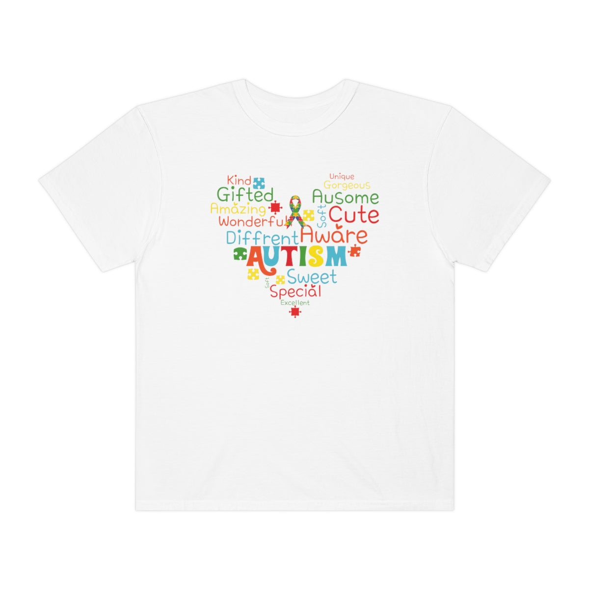 Cute Heart with Encouraging Words Autism Awareness Tshirt