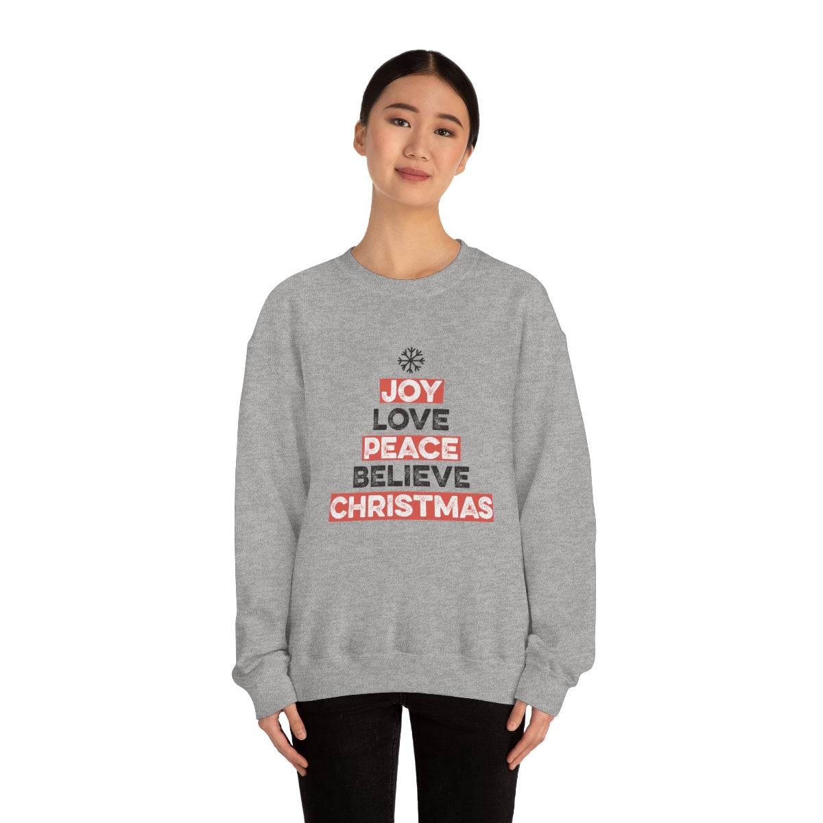 Joy Peace Believe Christmas Snowflake Xmas Holiday Sweatshirt