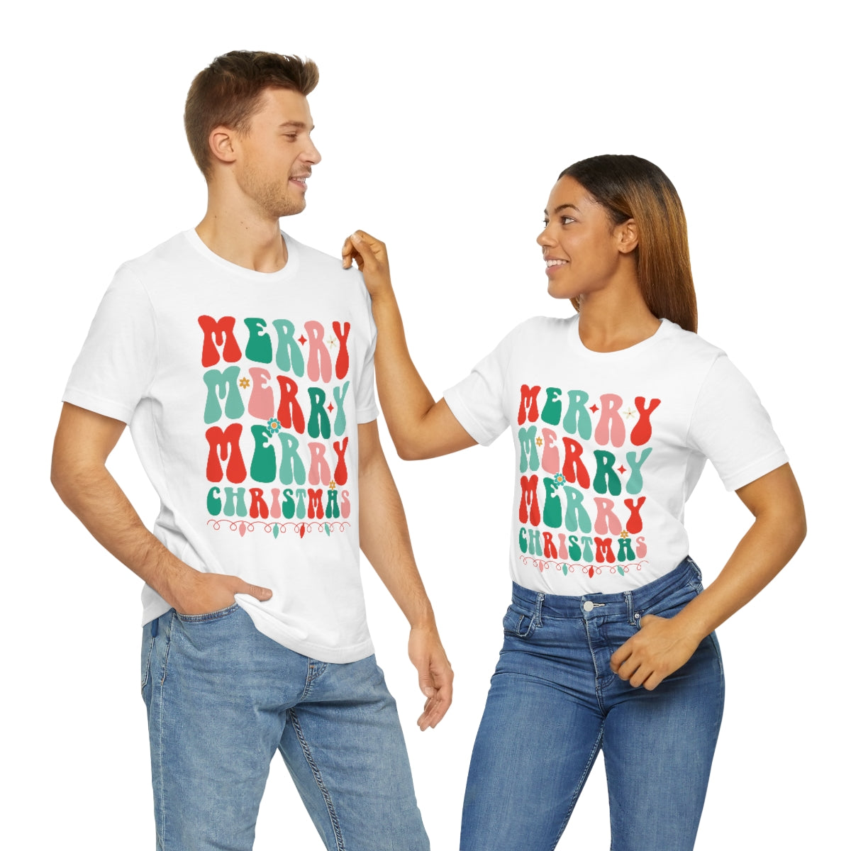 Retro Merry Merry Merry Christmas Xmas Holiday Tshirt