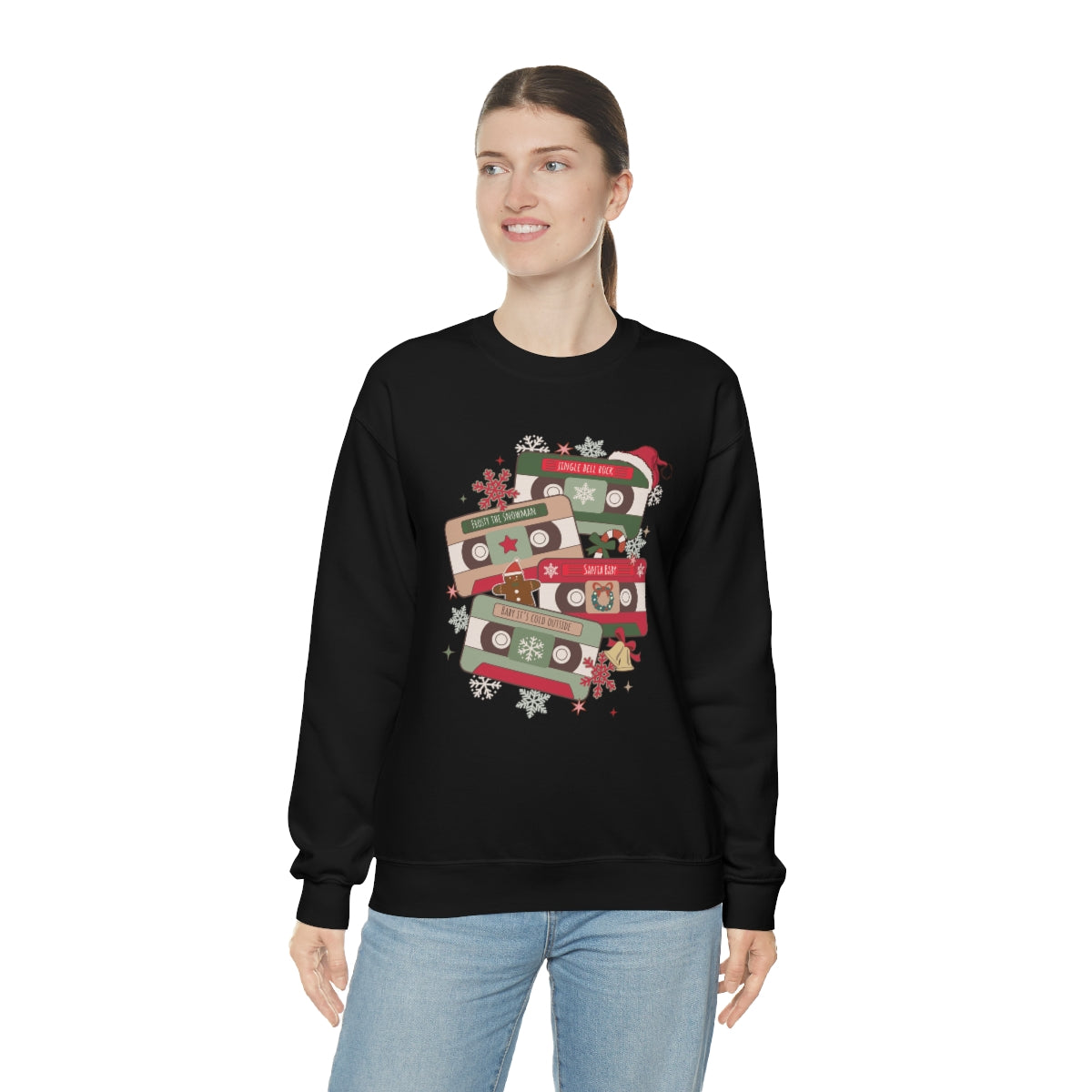 Retro Cassette Christmas Music Sweatshirt