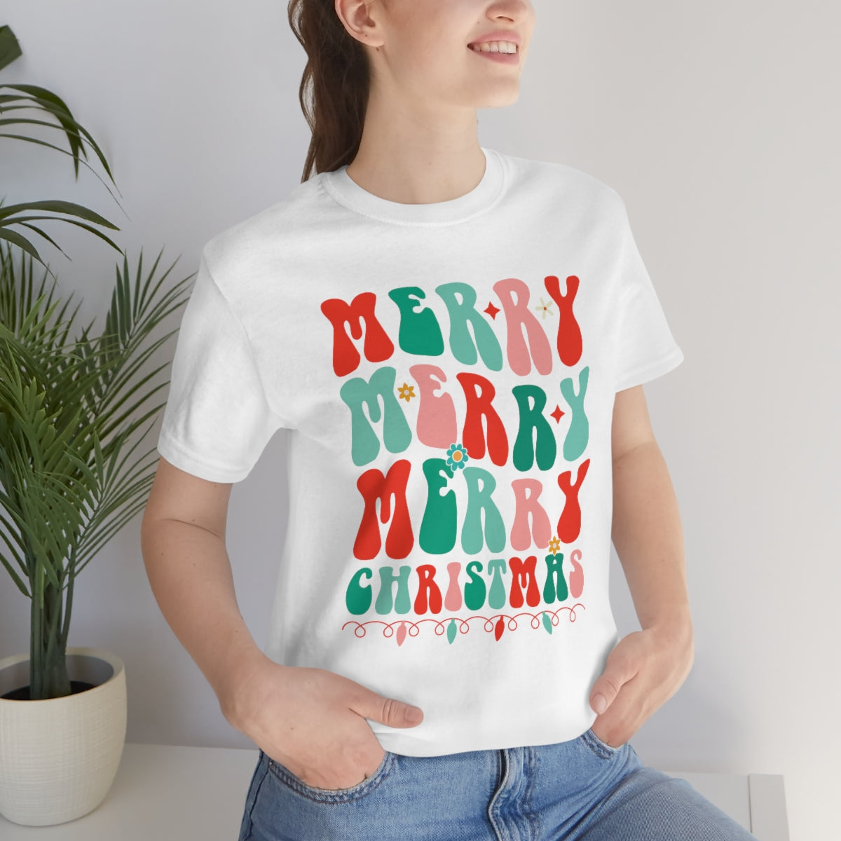 Retro Merry Merry Merry Christmas Xmas Holiday Tshirt