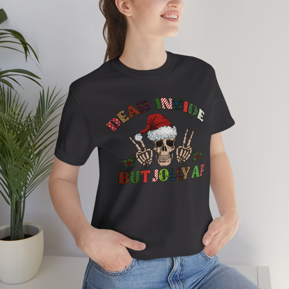 Dead but Jolly AF Skeleton Spooky Christmas Tshirt