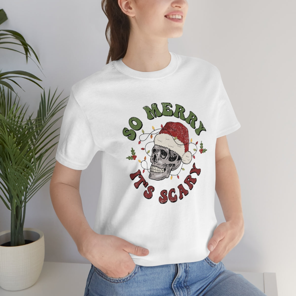 So Merry its Scary Skeleton Christmas Holiday Tshirt