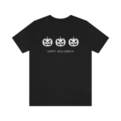 Three Pumpkin Happy Halloween, Pumpkin Tshirt, Funny TShirt Design on Unisex Jersey Short Sleeve Tee