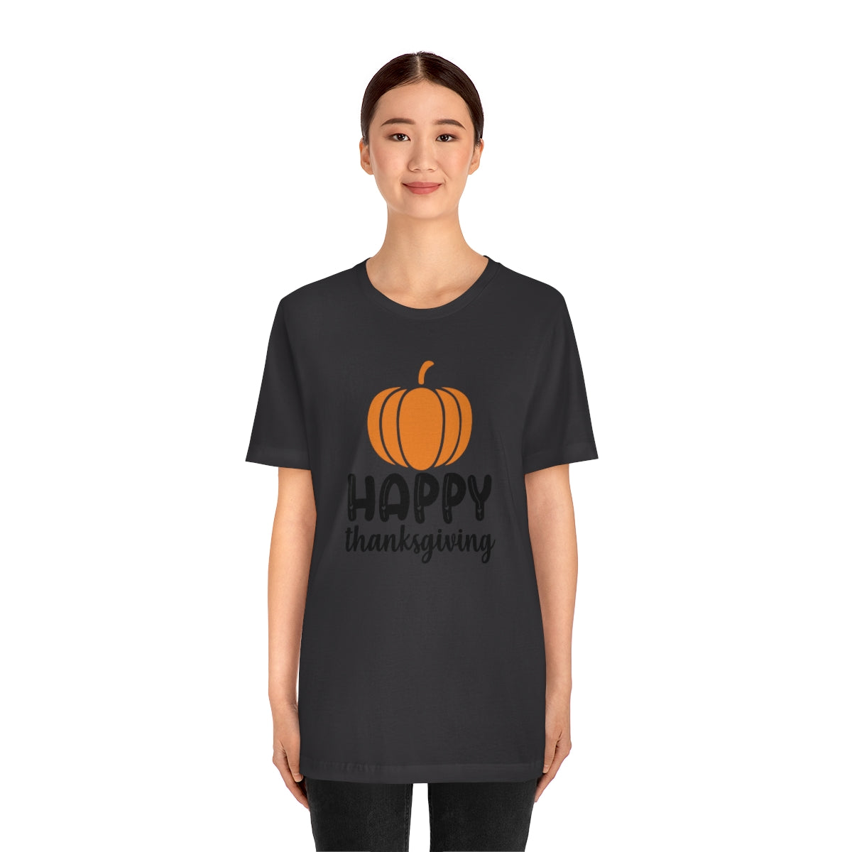 Happy Thanksgiving Pumpkin Tshirt Design | Thanksgiving TShirt | Thanksgiving T-Shirt | Thanksgiving Teeshirt Design on Unisex Jersey Short Sleeve Tee