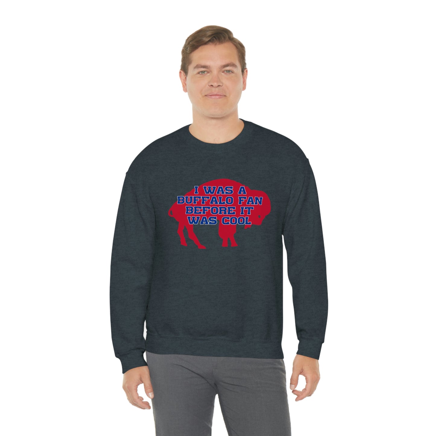 I Was a Buffalo Fan Before it was Cool Retro Red Logo Bills Mafia Football Crewneck Sweatshirt