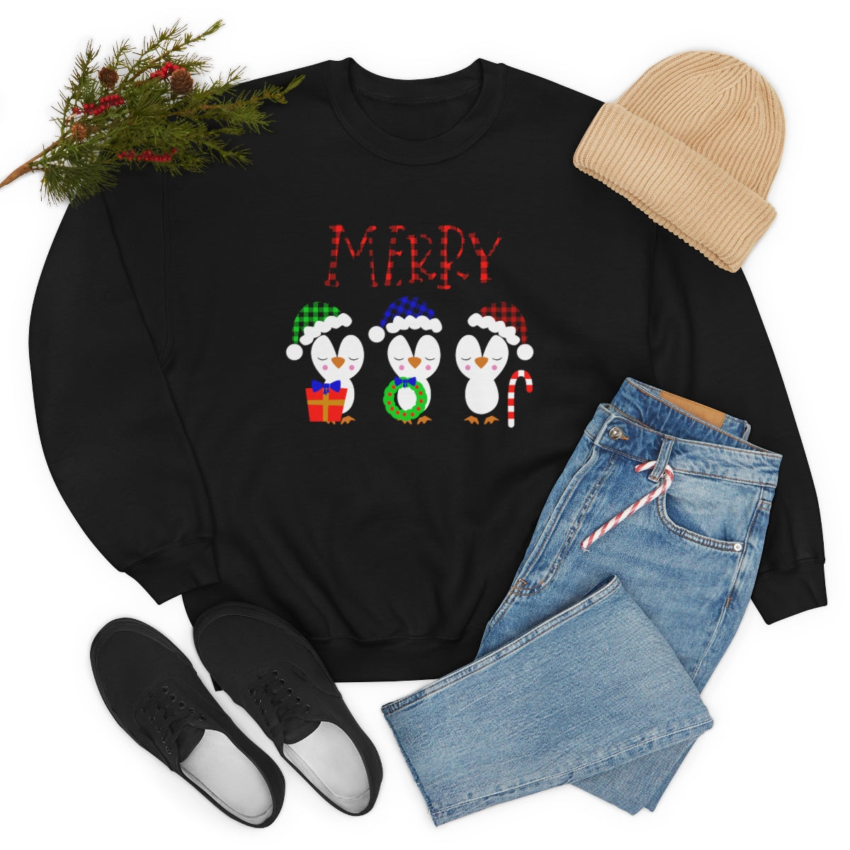 Merry Christmas Cute Penguins Xmas Holiday Sweatshirt