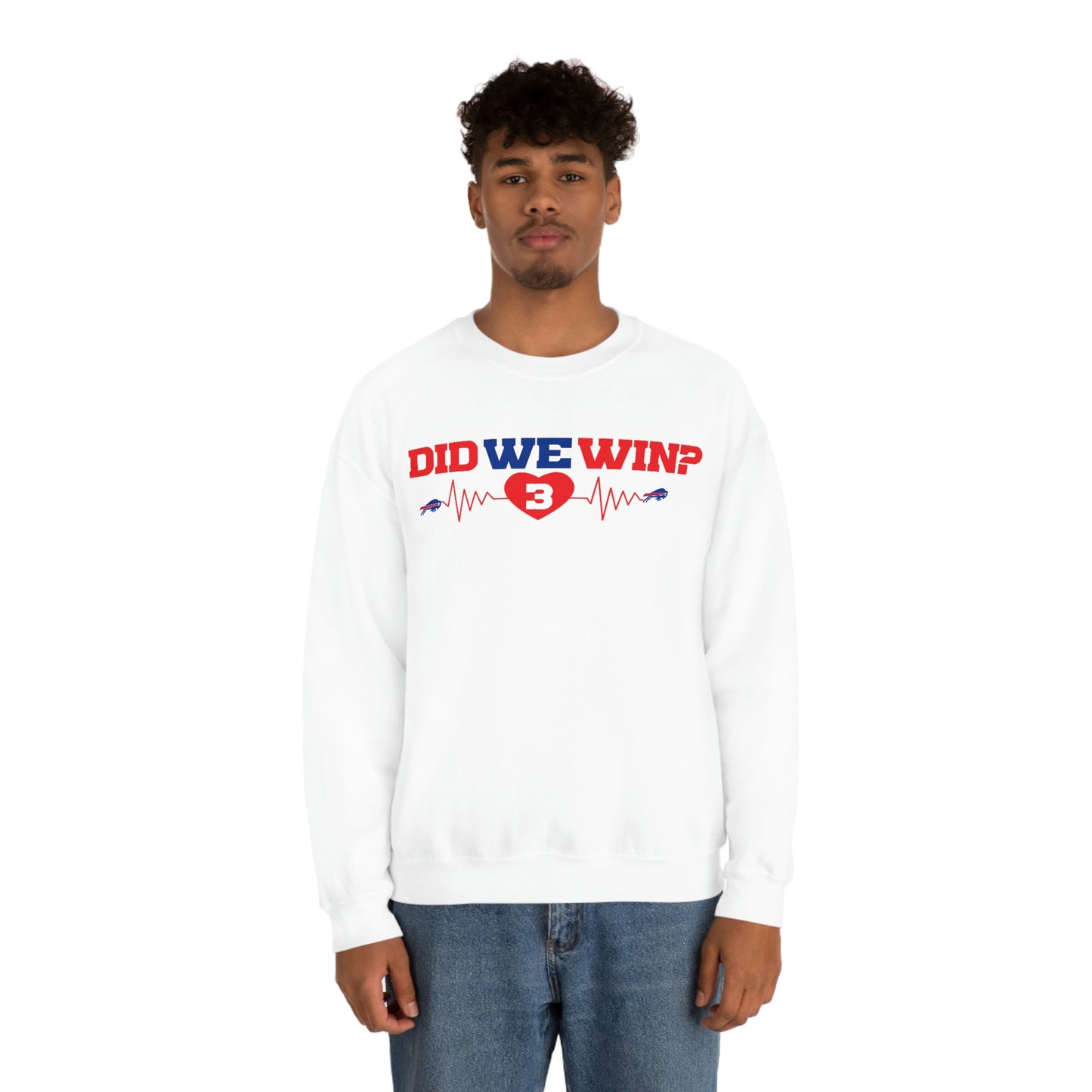 Did We Win? Heartbeat #3 Damar Hamlin Buffalo Bills Logo Crewneck Sweatshirt