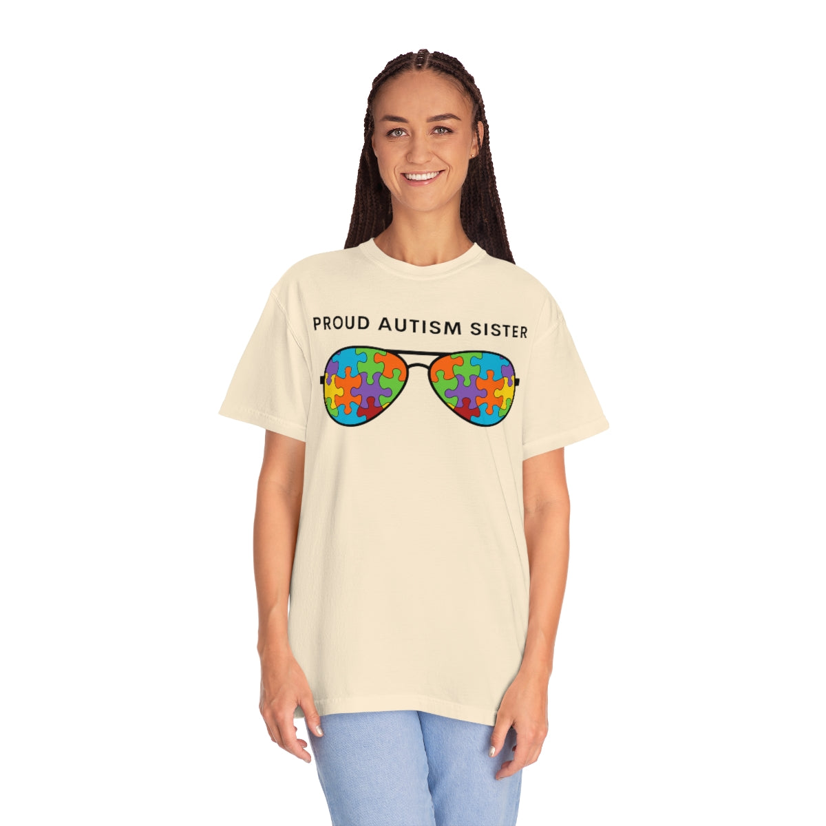 Proud Autism Sister Sunglasses Puzzle Pieces Autism Awareness Tshirt