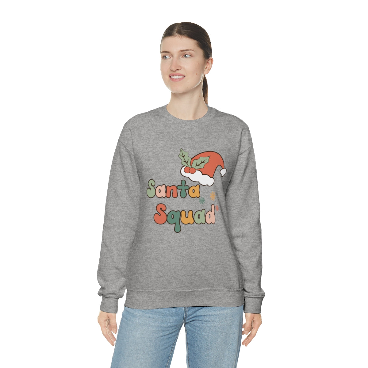 Santa Squad Groovy Retro Style Christmas Sweatshirt