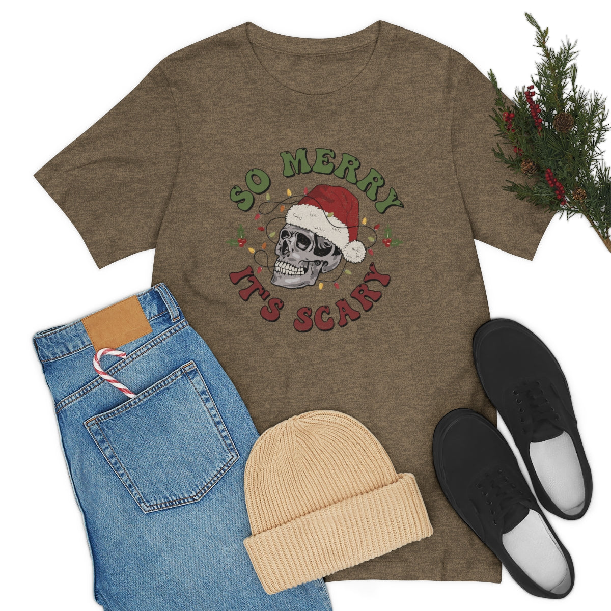 So Merry its Scary Skeleton Christmas Holiday Tshirt