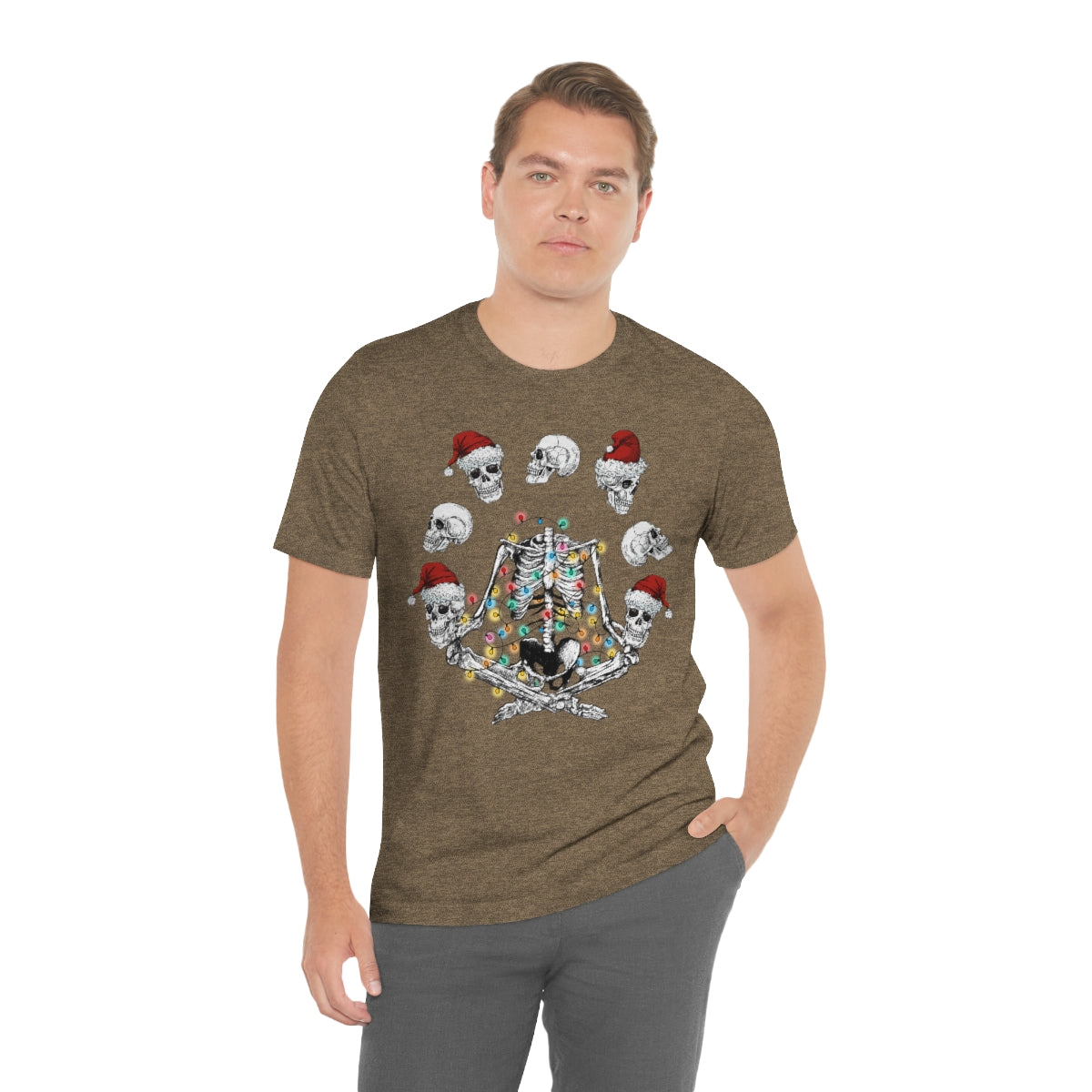 Yoga Skeleton Juggling Heads Christmas Tshirt