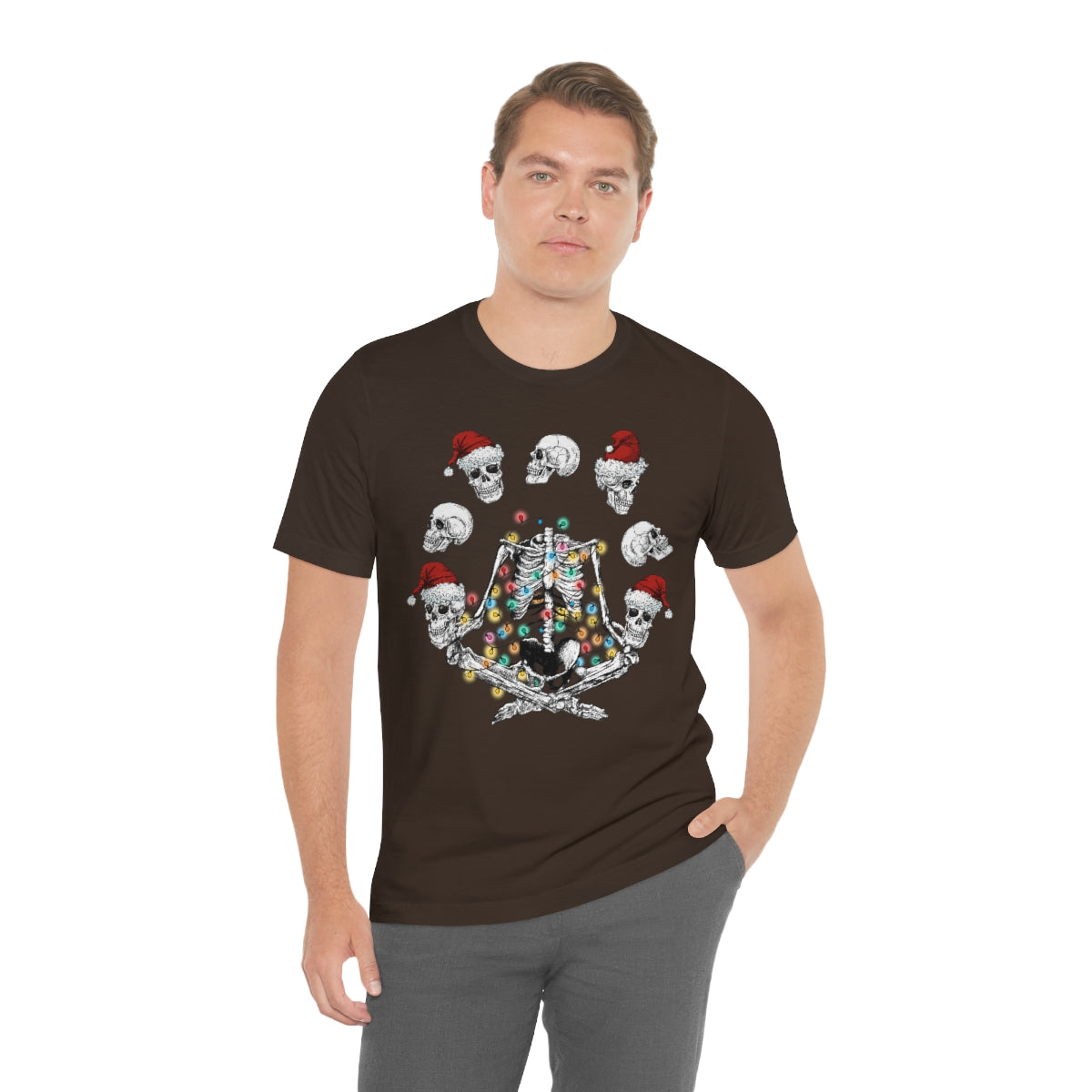 Yoga Skeleton Juggling Heads Christmas Tshirt