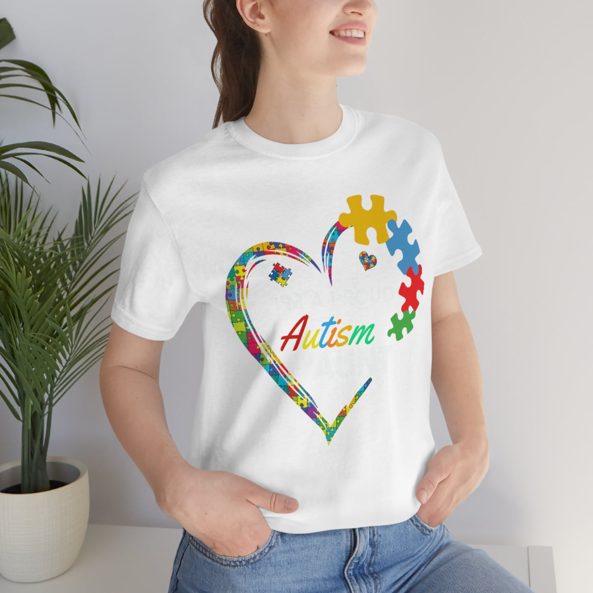 Proud Autism Aunt Heart Puzzle Pieces Tshirt