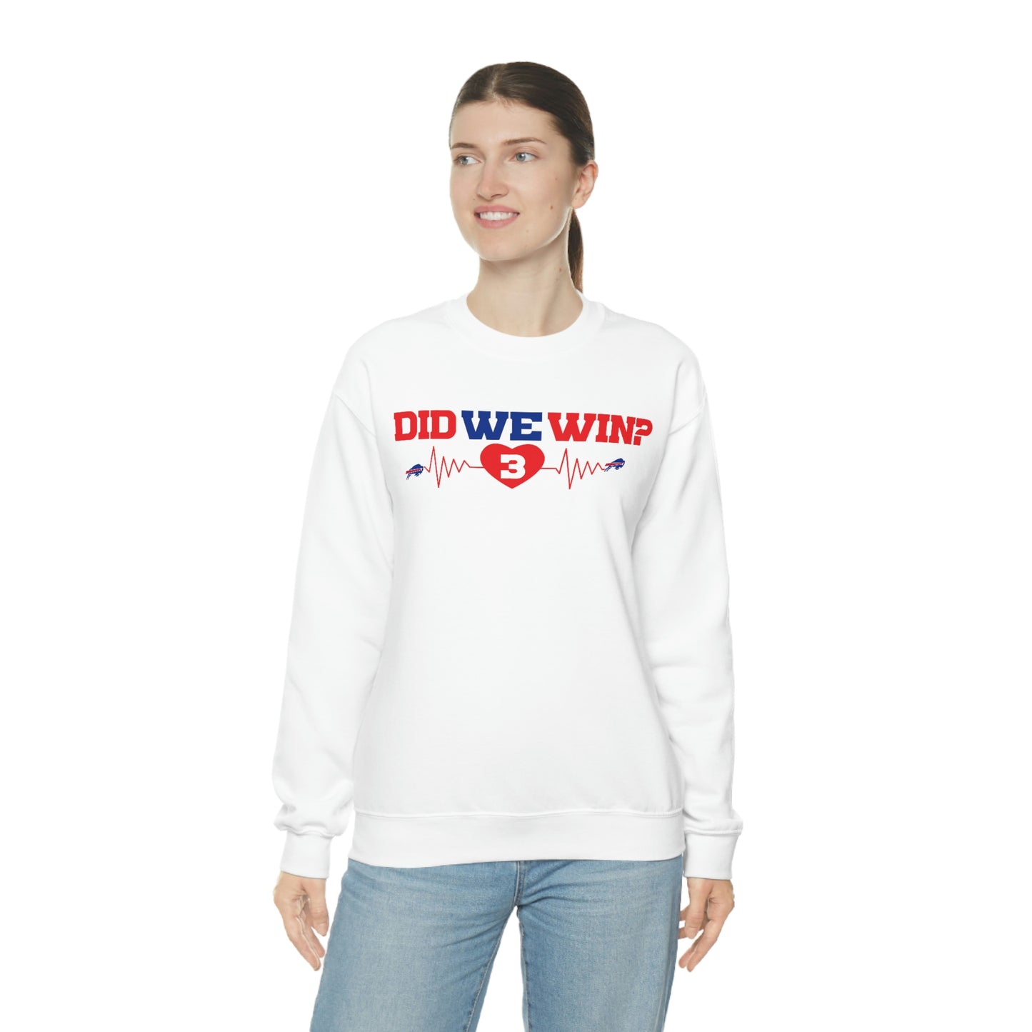 Did We Win? Heartbeat #3 Damar Hamlin Buffalo Bills Logo Crewneck Sweatshirt