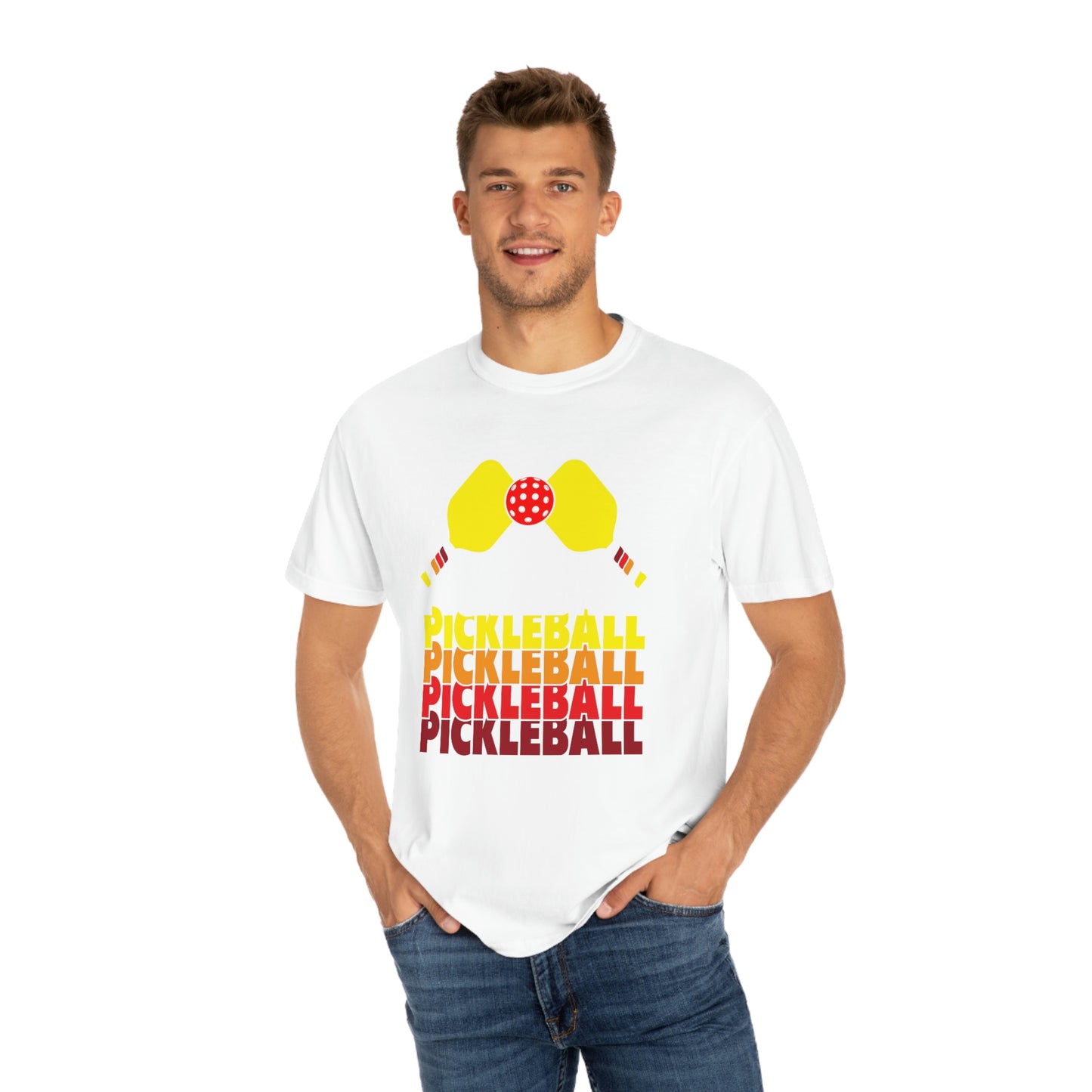 Pickleball Rackets Cool Yellow Retro Design Tshirt