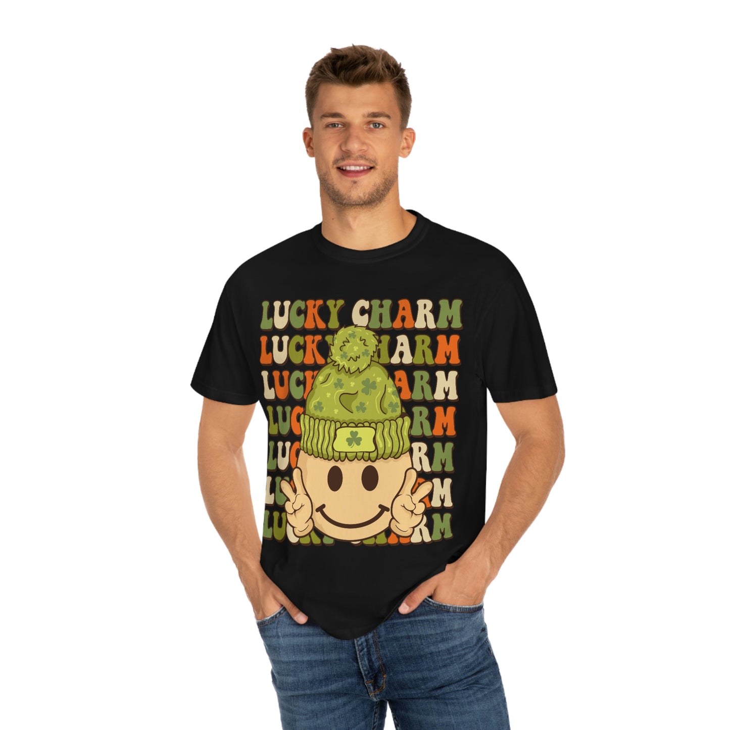 Retro Lucky Charm Happy Face St. Pattys Day Tshirt