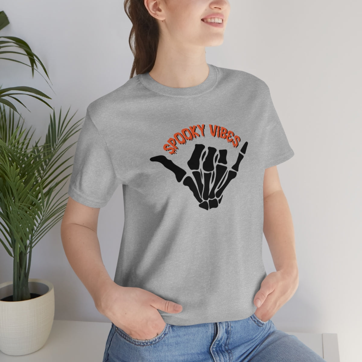 Spooky Vibes Sign Language Cool Halloween Tshirt, Funny TShirt Design on Unisex Jersey Short Sleeve Tee