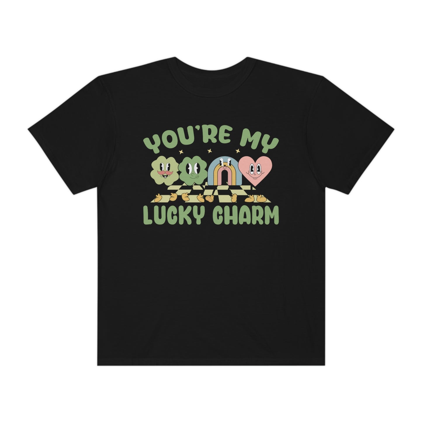 Retro Lucky Charm Rainbow Shamrock St. Pattys Day Tshirt