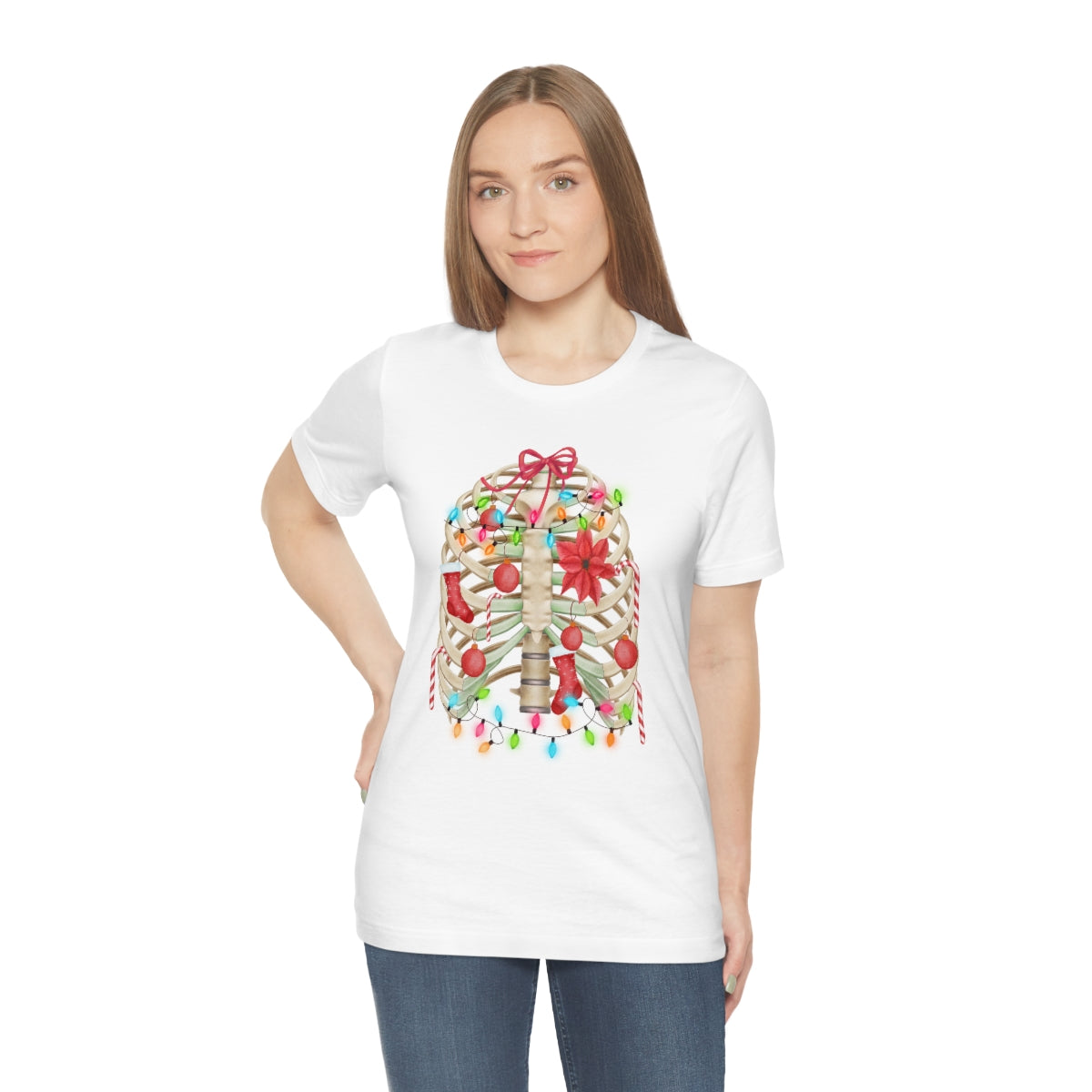 Skeleton Ribcage with Christmas Lights Tshirt