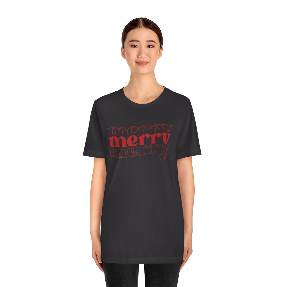 Merry Merry Merry Red Cute Christmas Holiday Tshirt