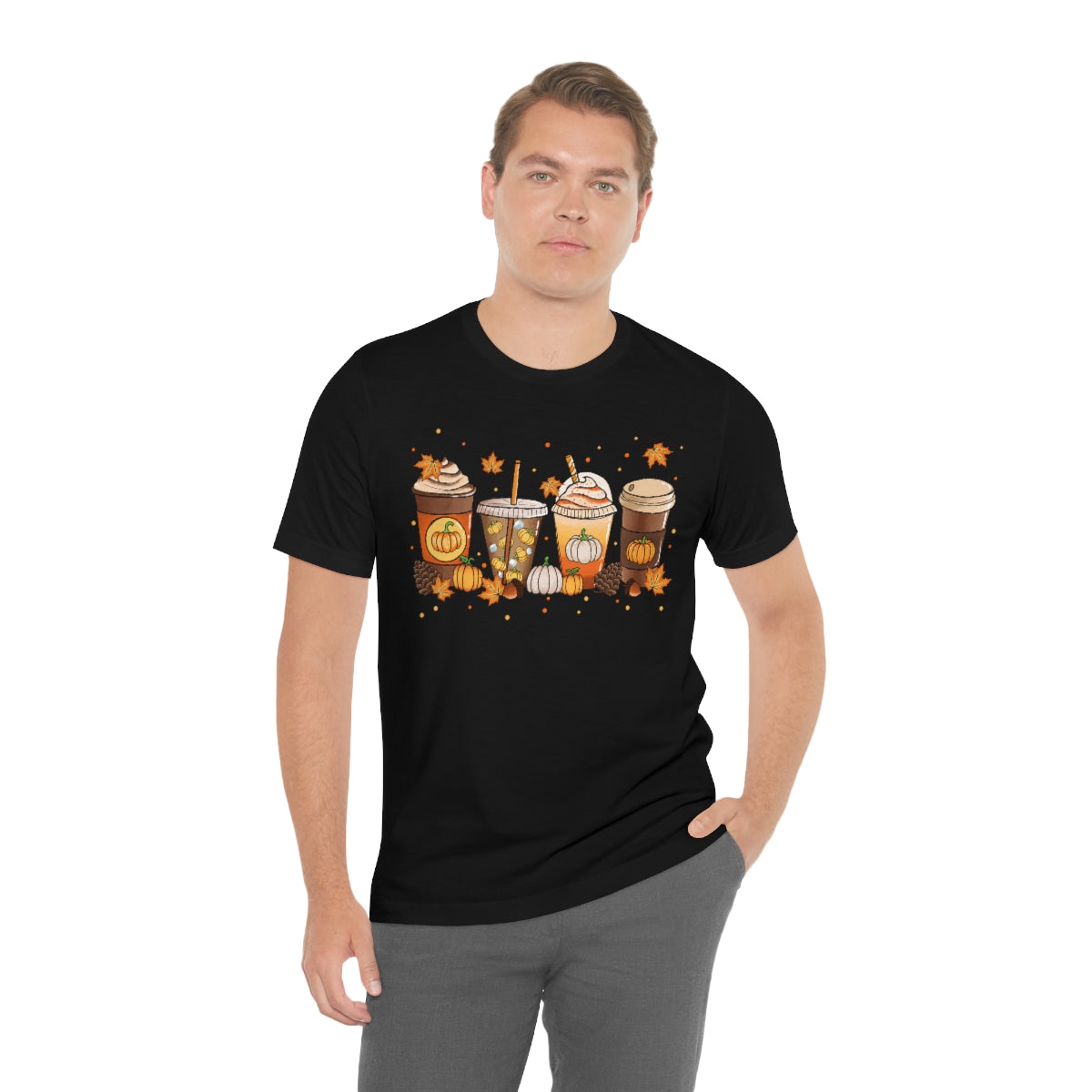 Fall Coffee Shirt Pumpkin Spice Coffee Design Short Sleeve Tshirt