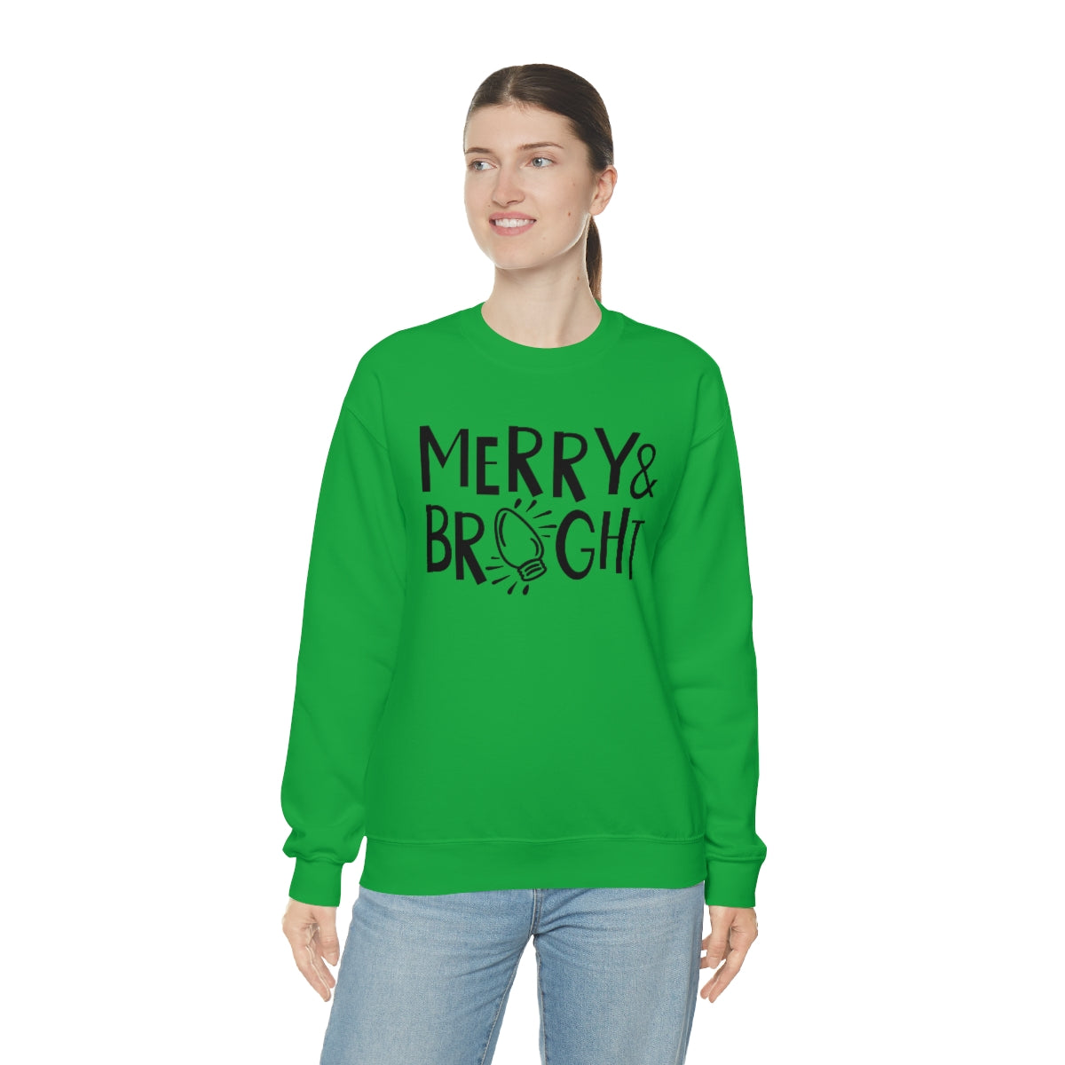 Merry & Bright Christmas Lights Xmas Holiday Sweatshirt