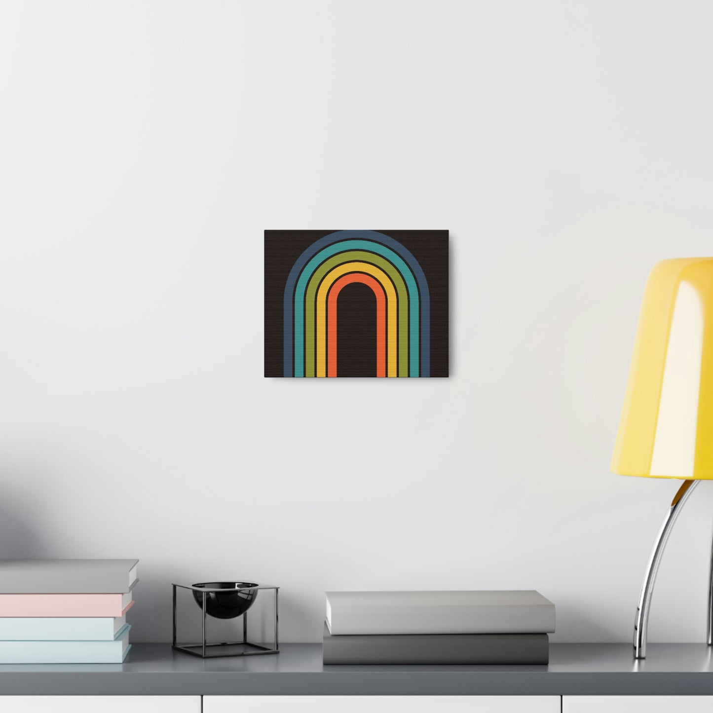 Black Green Orange Yellow Rainbow Retro 70's Inspired Gallery Wall Wrap Art Print