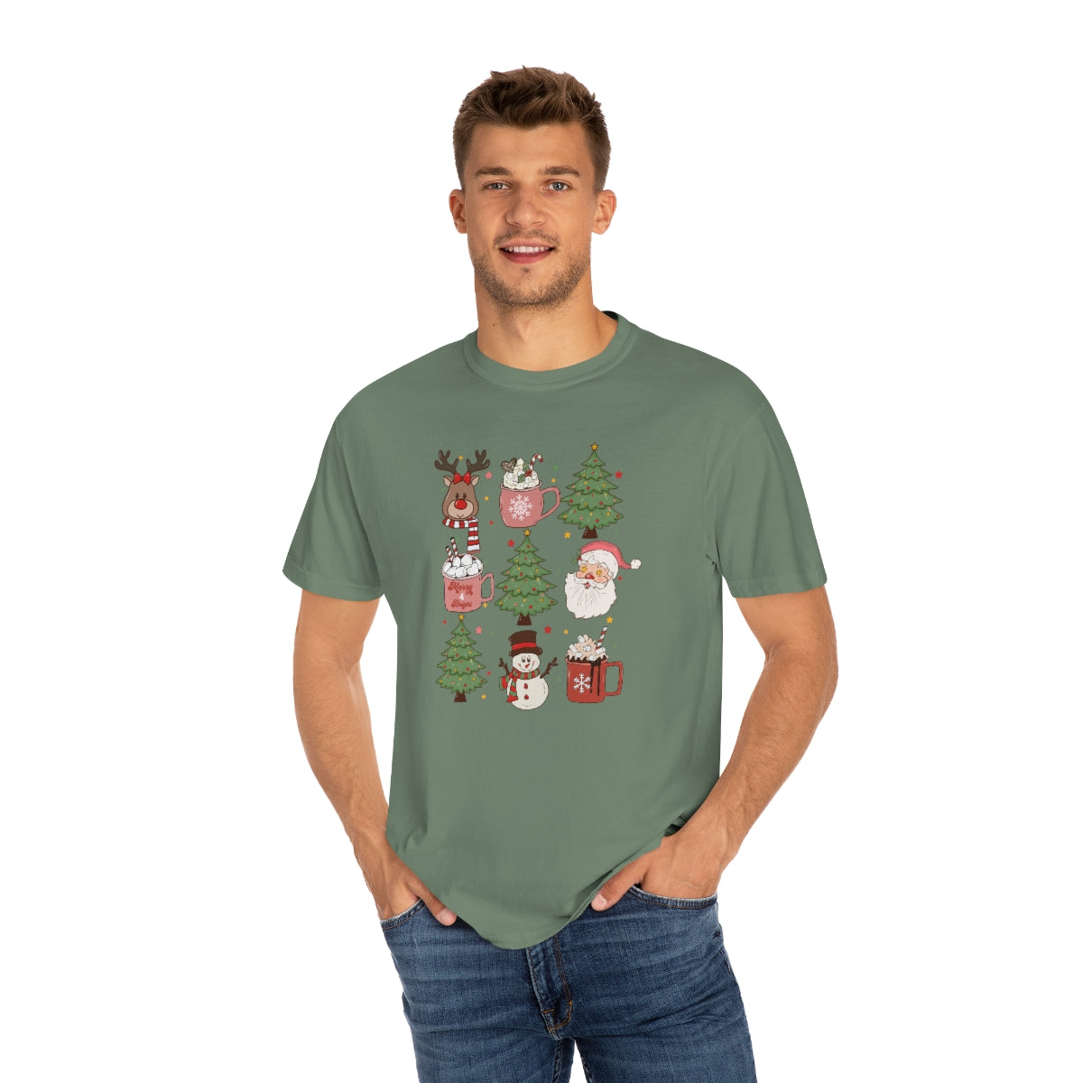 Cute Snowman Reindeer Santa Christmas Tree Xmas Holiday Tshirt