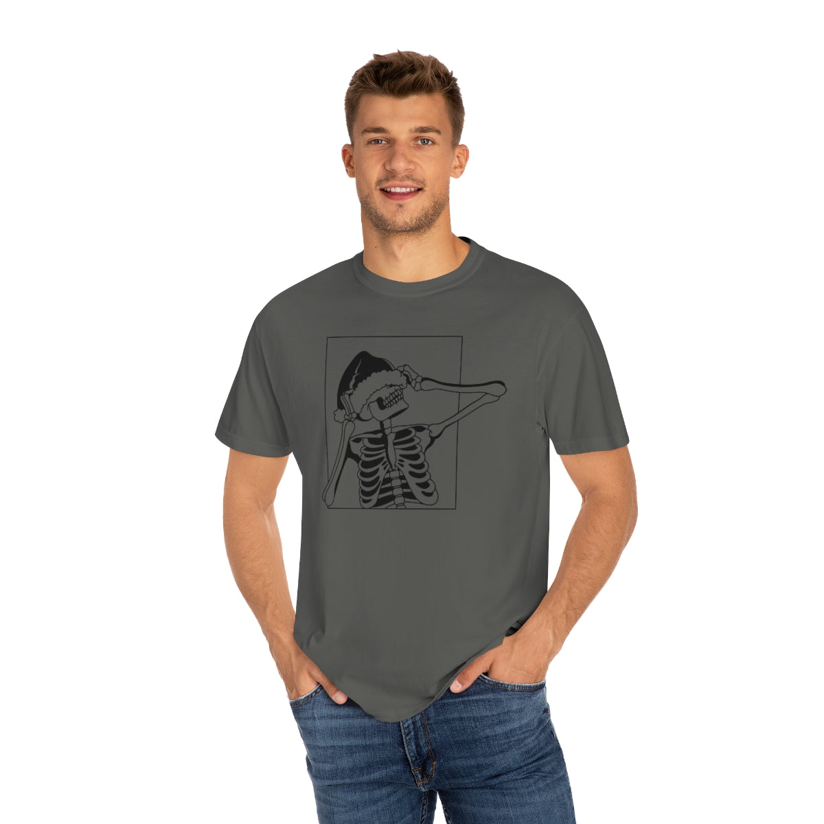 Santa Skeleton with Hat Christmas Tshirt