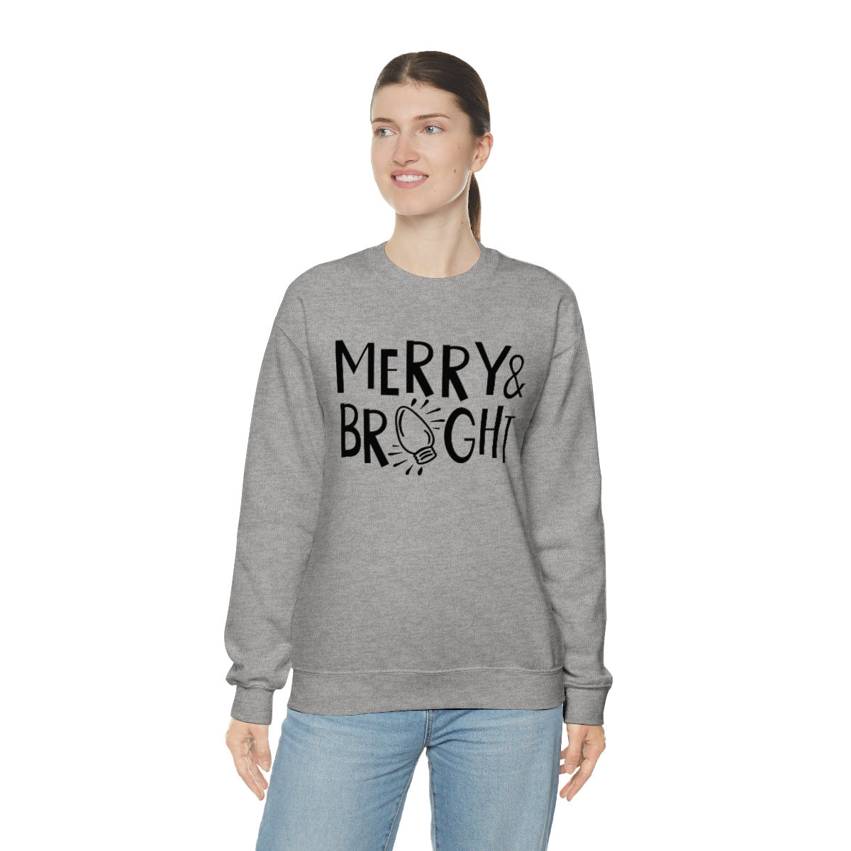 Merry & Bright Christmas Lights Xmas Holiday Sweatshirt