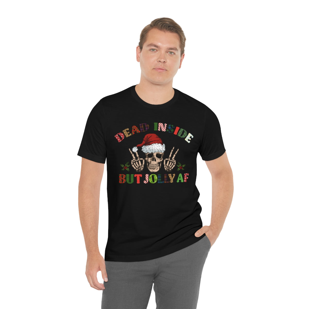 Dead but Jolly AF Skeleton Spooky Christmas Tshirt