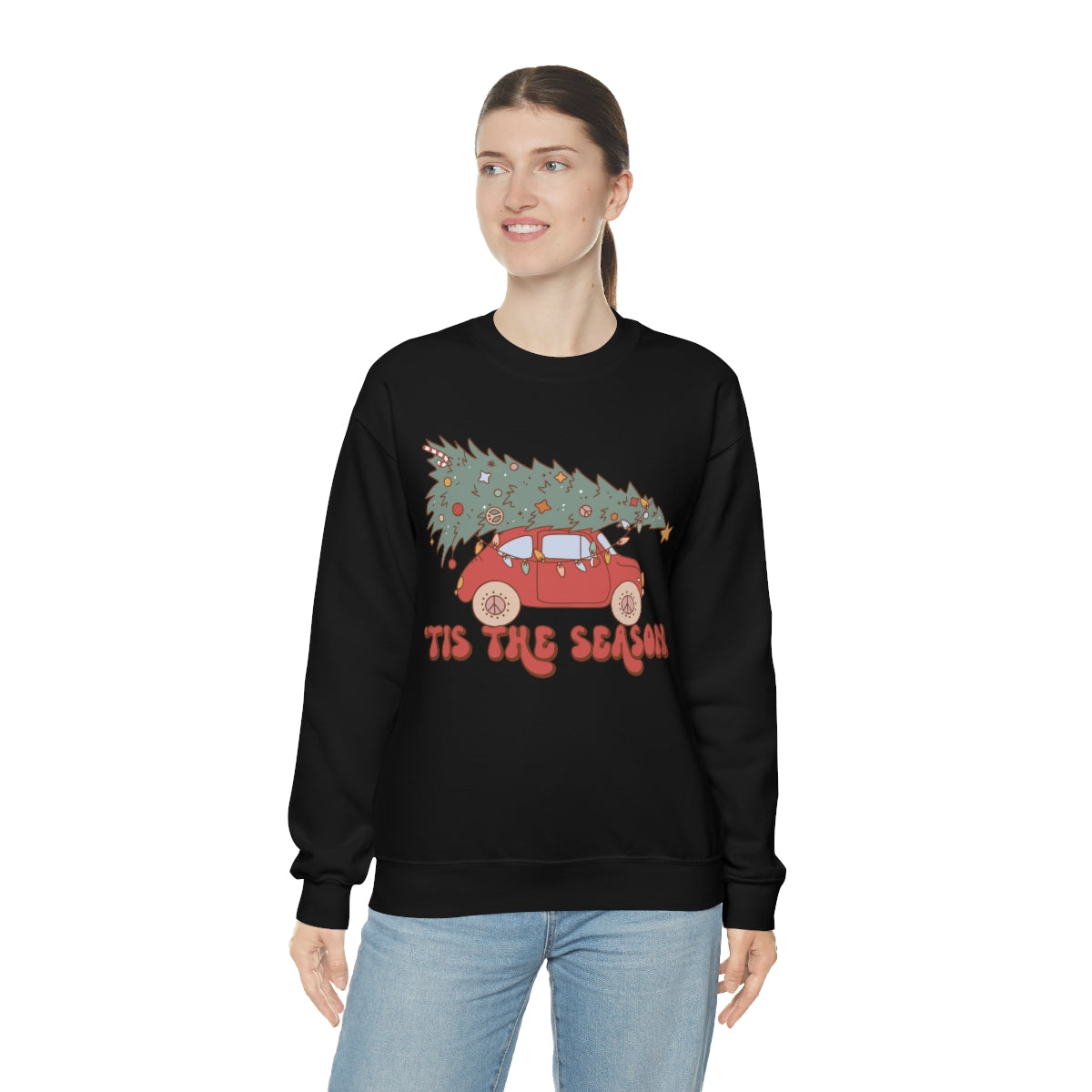 Tis the Season Groovy VW Bug Christmas Xmas Holiday Sweatshirt