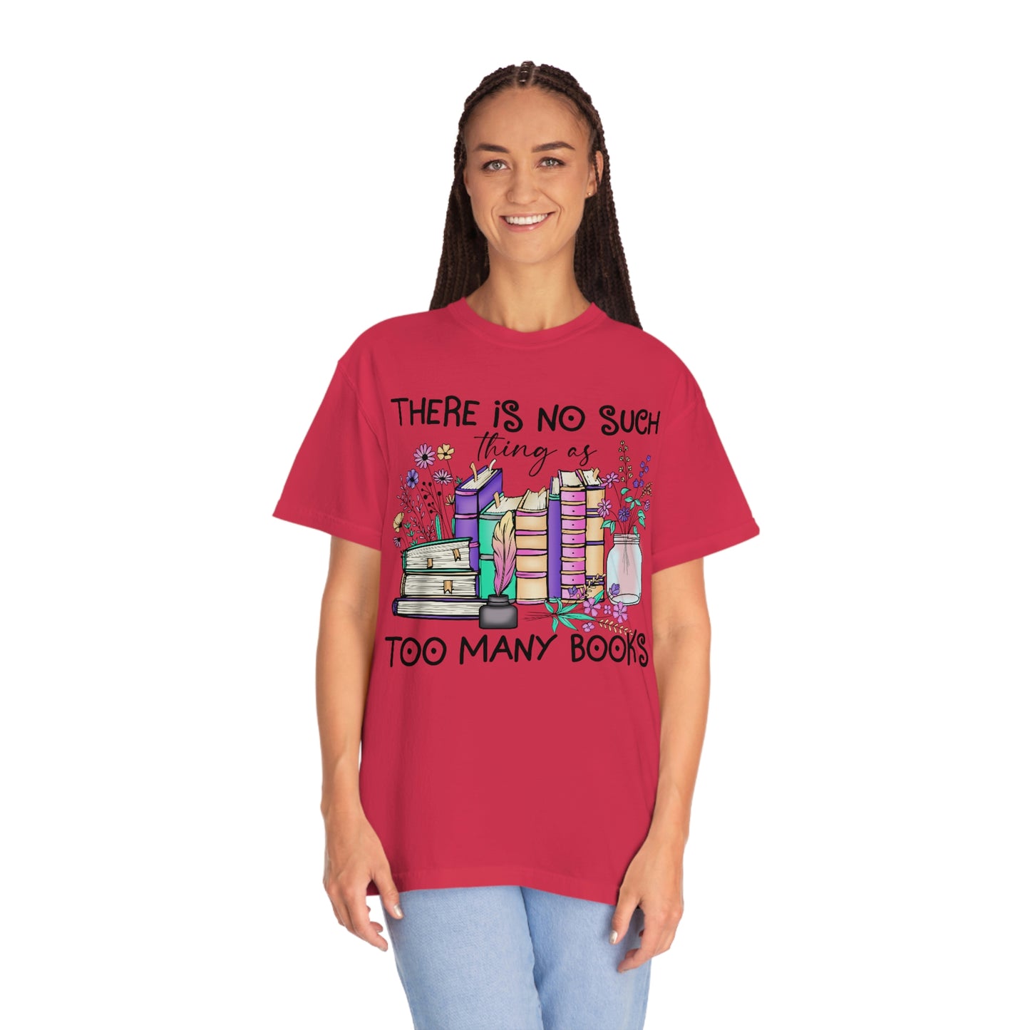 "No Such Thing As Too Many Books" Vintage Retro Reading Books Tshirt