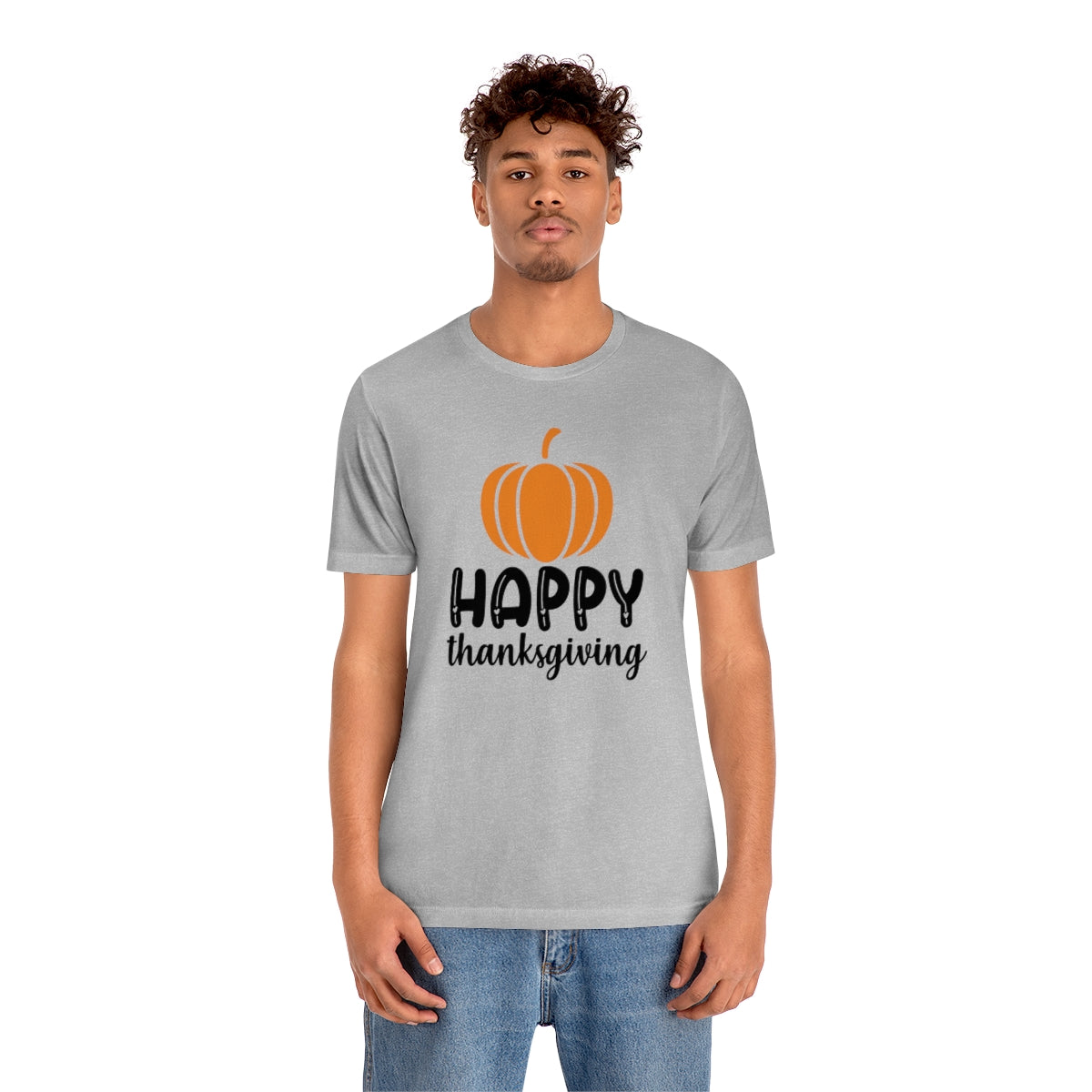 Happy Thanksgiving Pumpkin Tshirt Design | Thanksgiving TShirt | Thanksgiving T-Shirt | Thanksgiving Teeshirt Design on Unisex Jersey Short Sleeve Tee