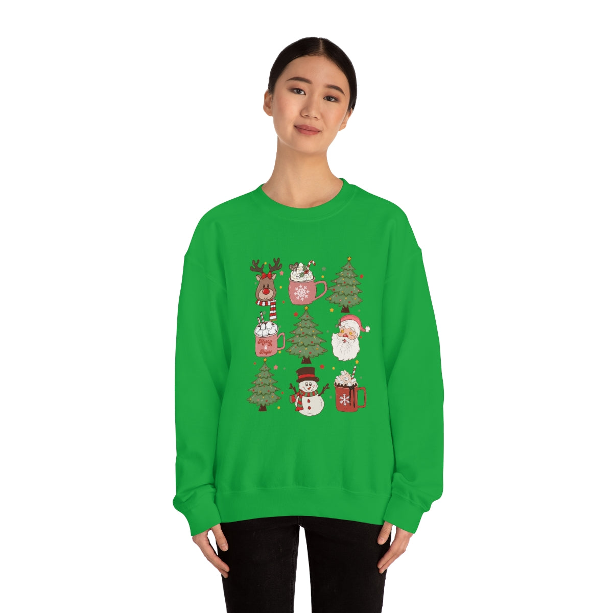 Cute Snowman Santa Reindeer Christmas Xmas Holiday Sweatshirt