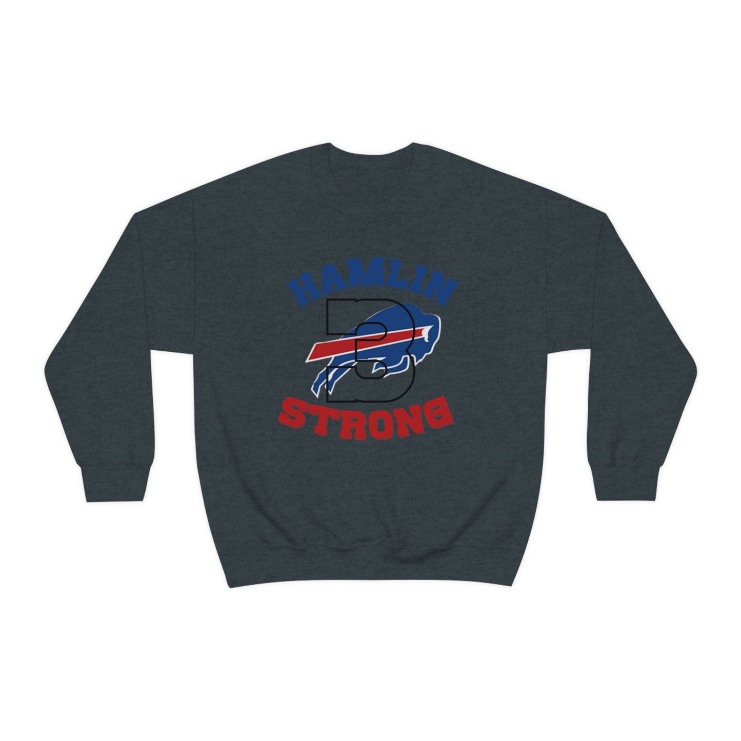 Hamlin Strong #3 Damar Hamlin Buffalo Bills Logo Crewneck Sweatshirt