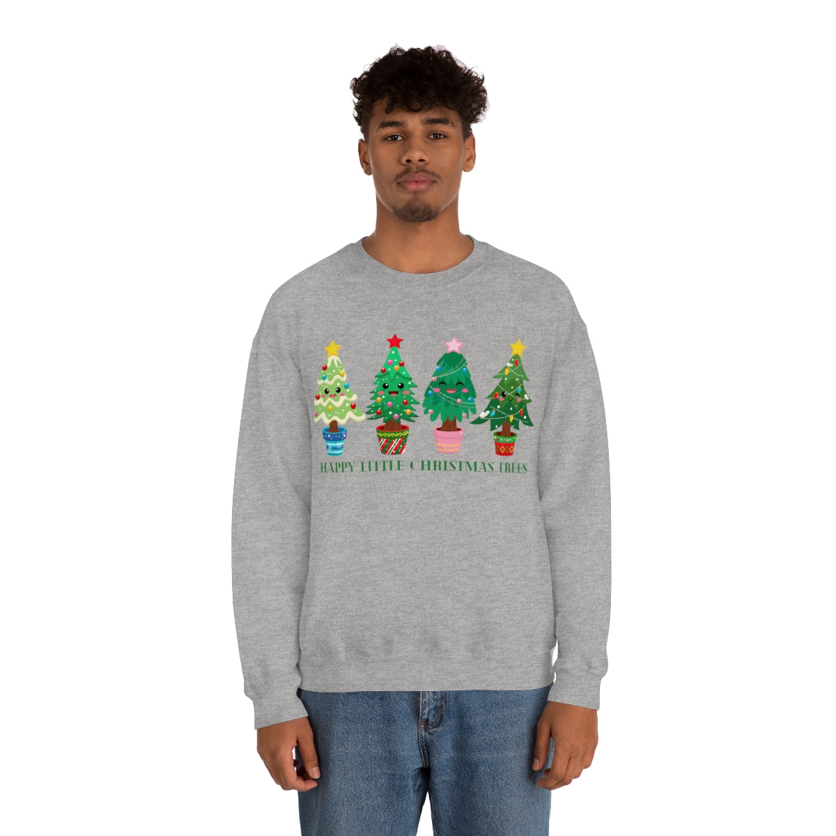 Happy Little Christmas Trees Xmas Holiday Sweatshirt