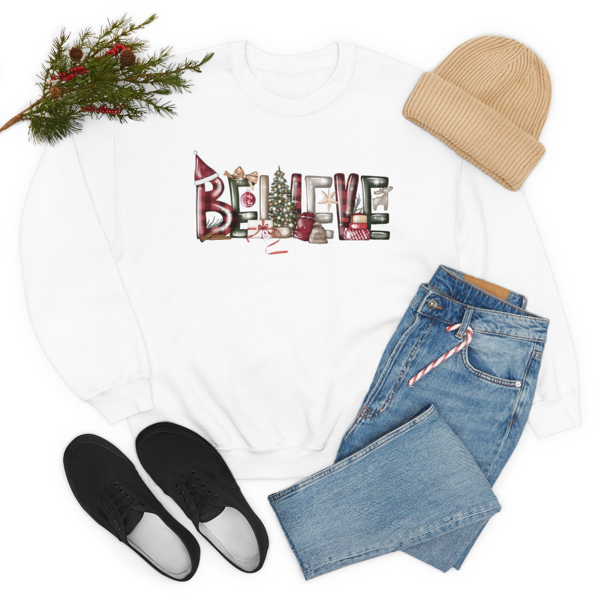 Believe Christmas Magic Xmas Holiday Sweatshirt