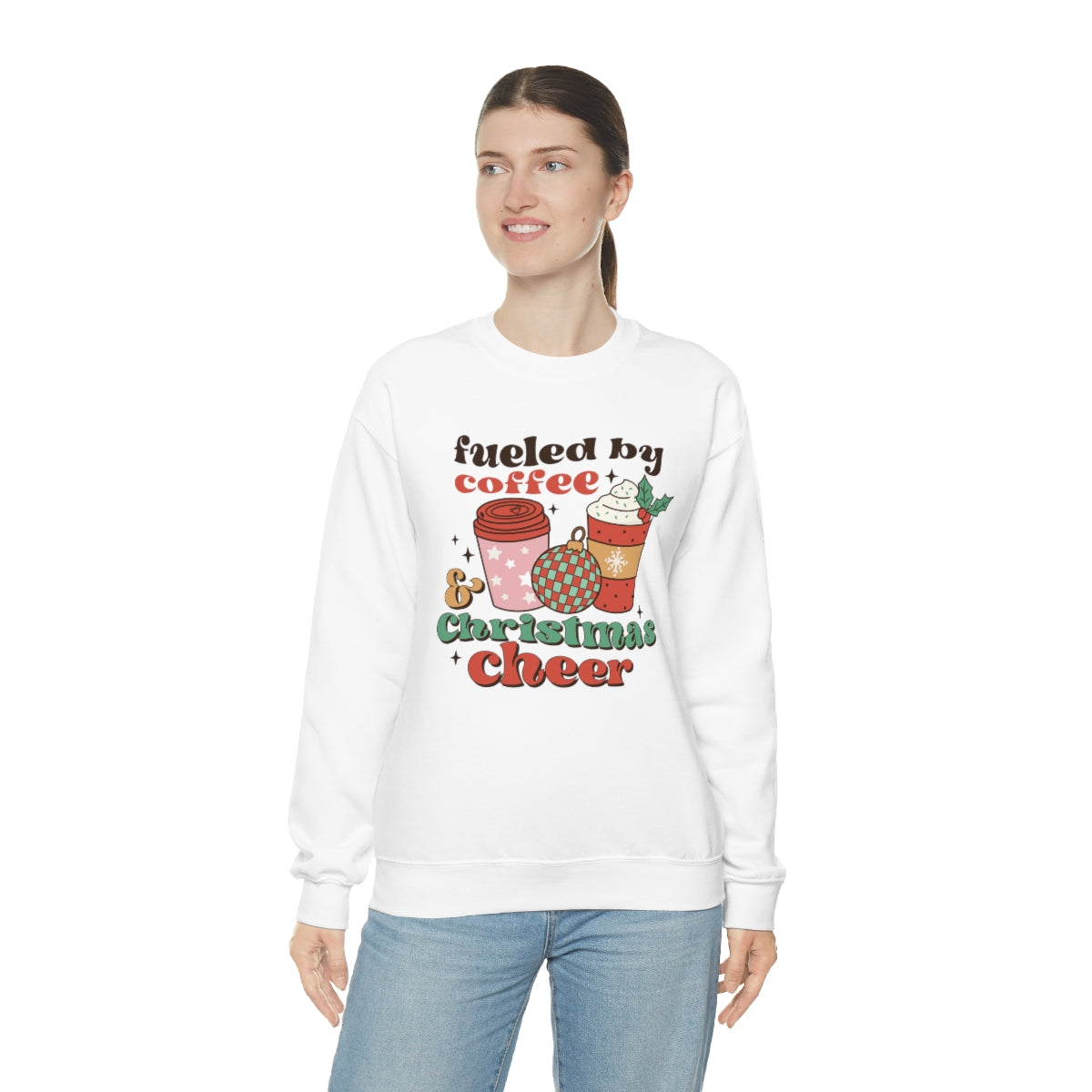 Fueled by Coffee and Christmas Cheer Xmas Holiday Sweatshirt