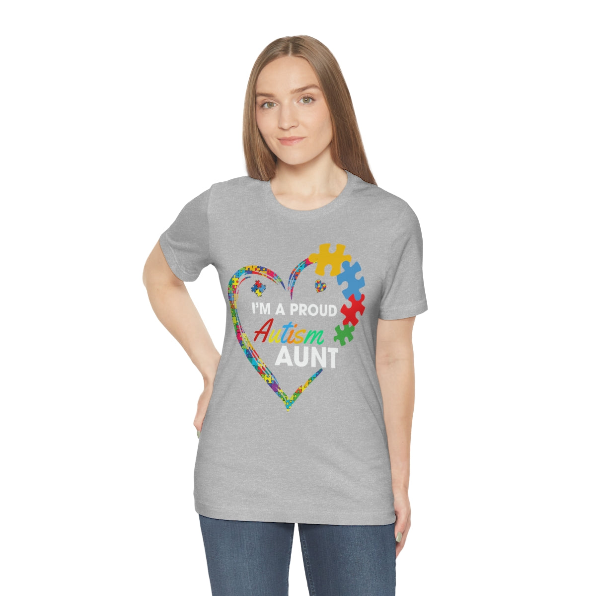 Proud Autism Aunt Heart Puzzle Pieces Tshirt