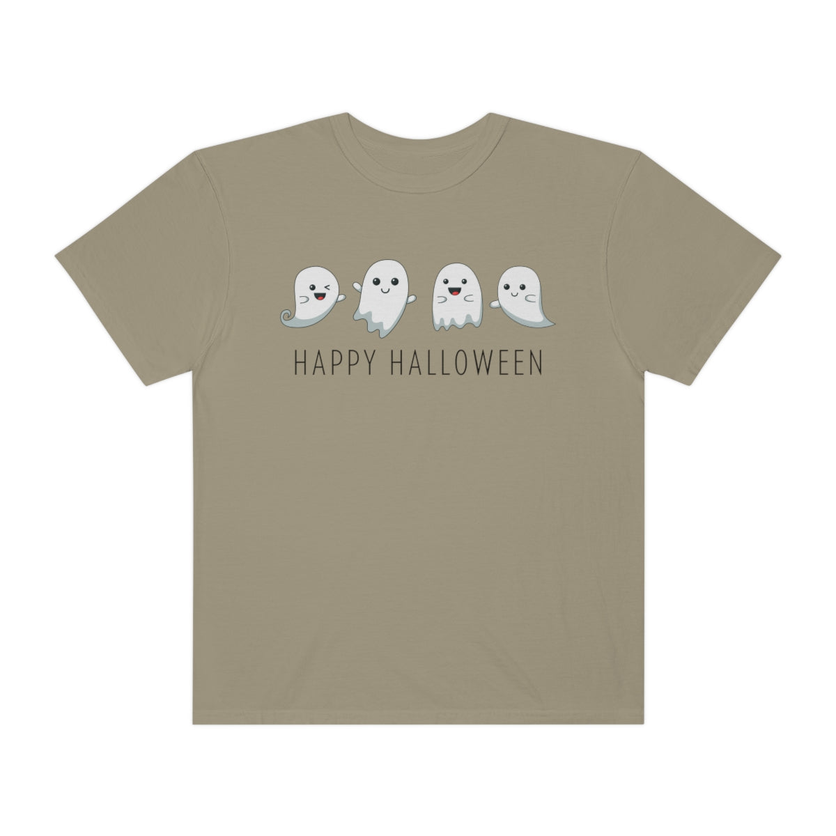 Happy Halloween Cute Ghost Tshirt Design on Unisex Garment-Dyed T-shirt